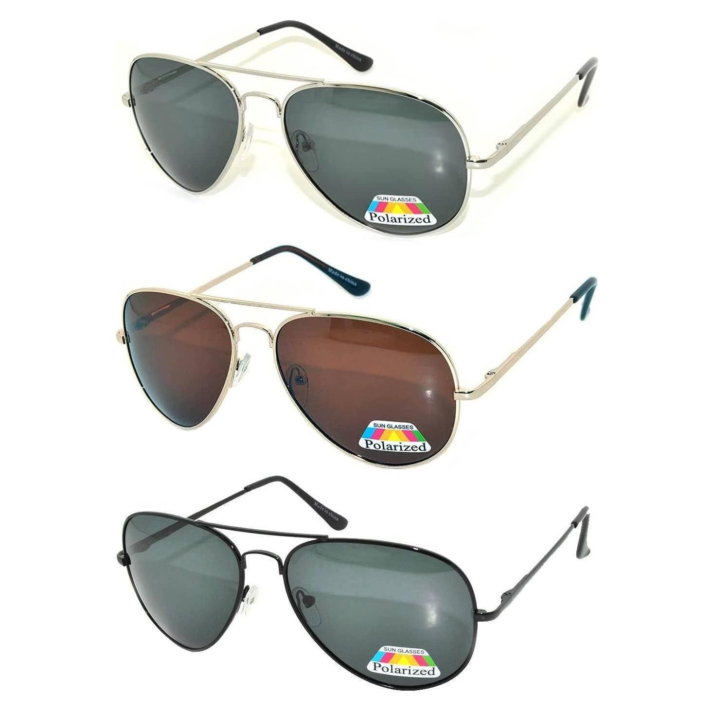 Conjunto 3 Gafas de Sol Aviador Polarizadas Metalizadas