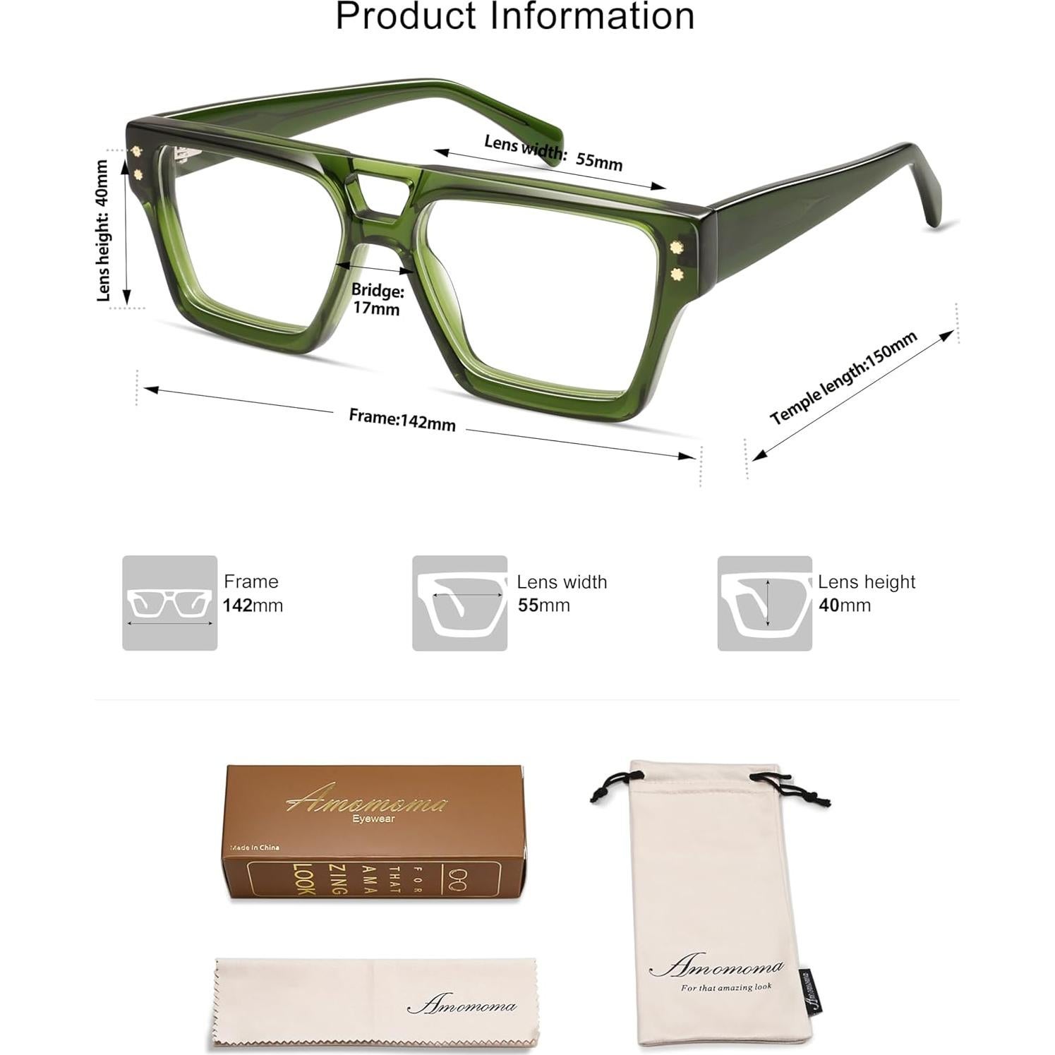 Gafas de Lectura AMOMOMA Cuadradas Anti-Luz Azul 2.0x