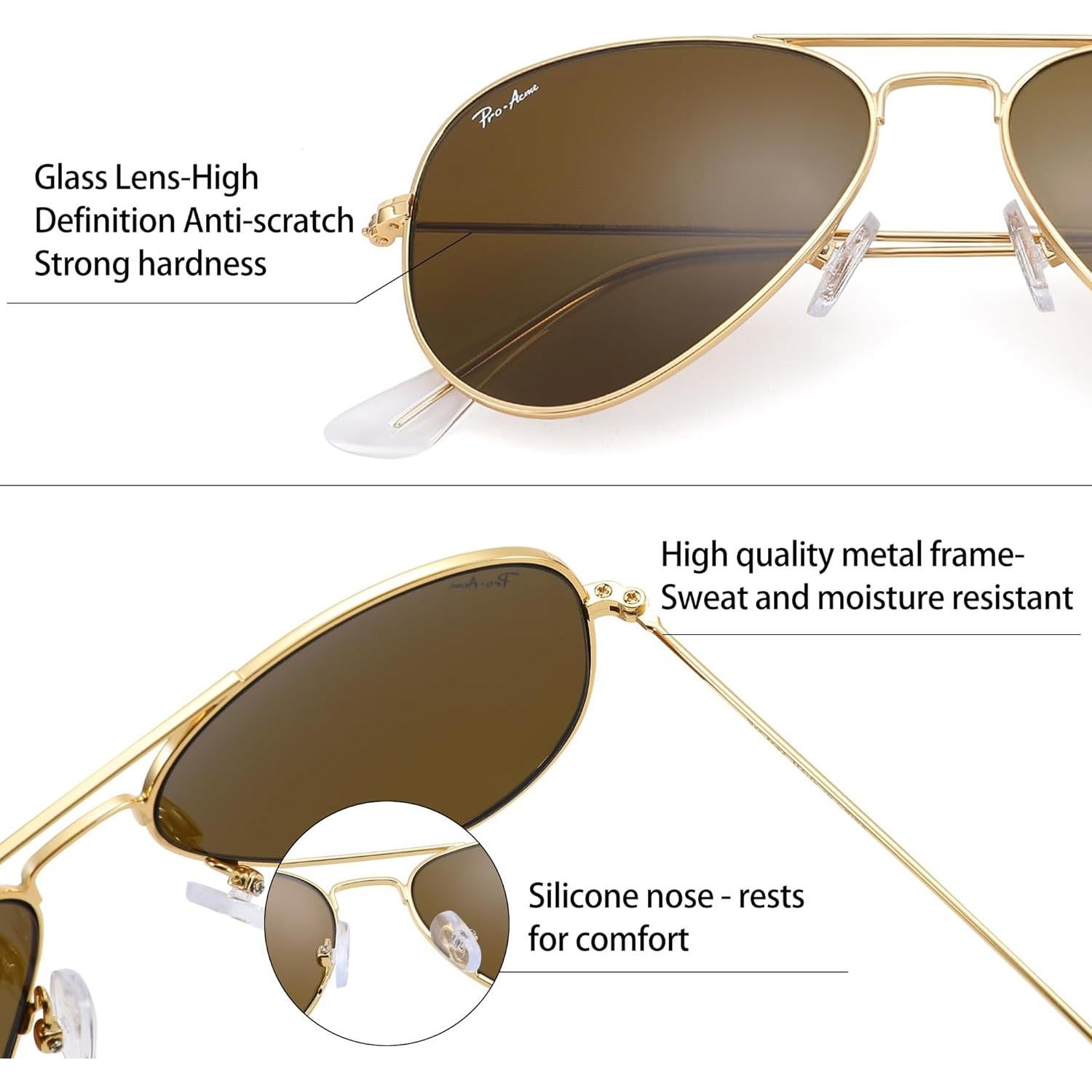 Gafas de sol aviador Pro Acme con lentes de vidrio UV400