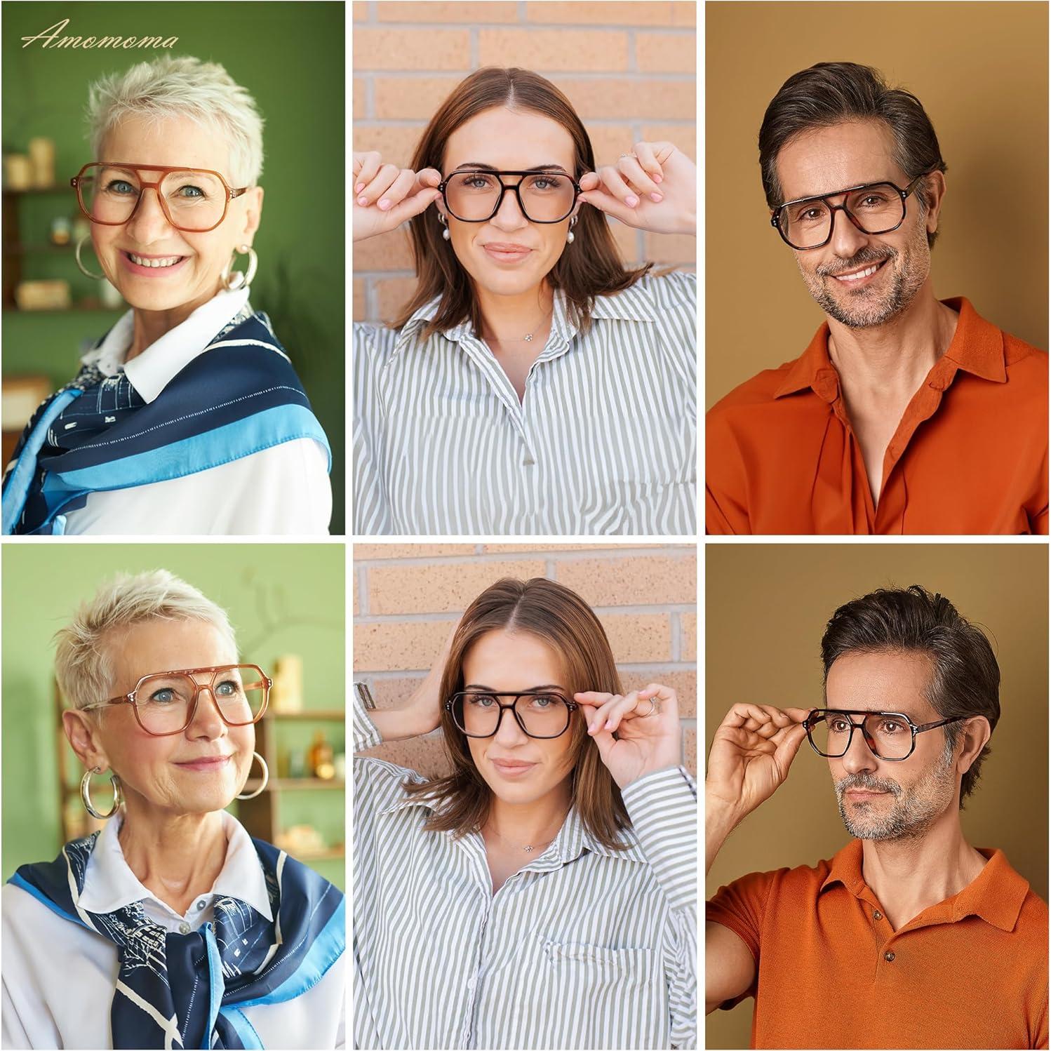 Gafas de Lectura AMOMOMA Retro Aviador Filtro Luz Azul 1.75x