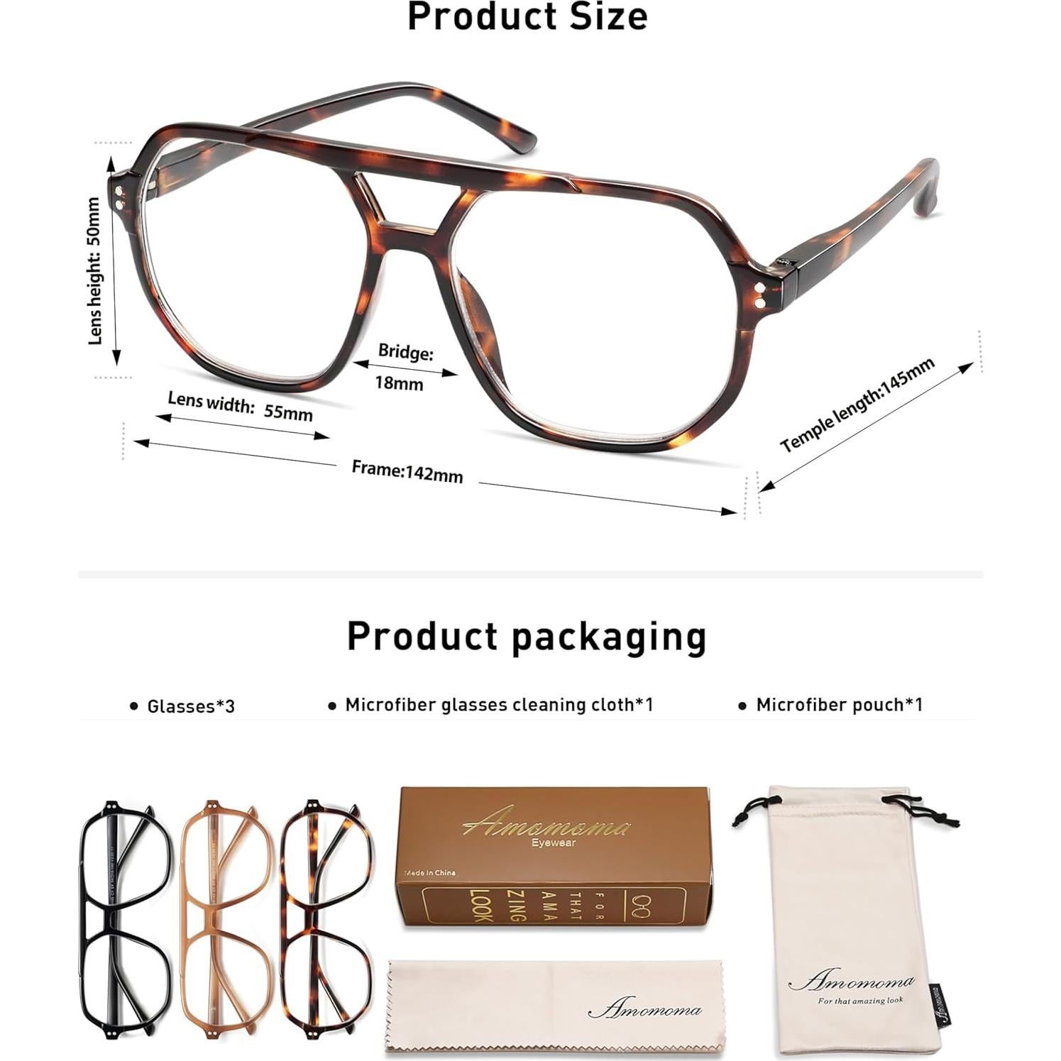 Gafas de Lectura AMOMOMA Retro Aviador Filtro Luz Azul 1.75x