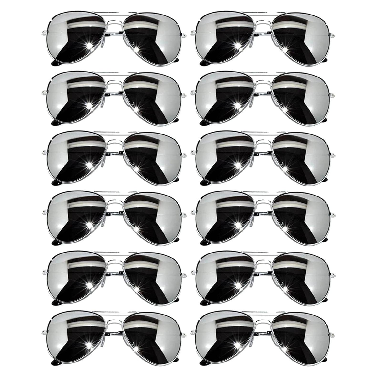 Paquete de 12 Gafas de Sol Aviador UV400 con Lentes Espejados