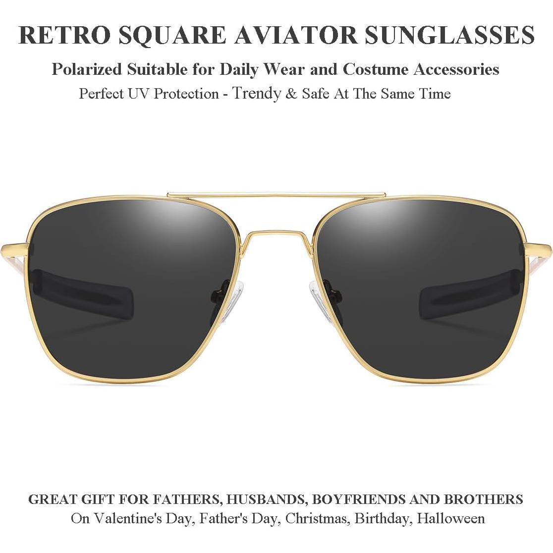 Gleyemor Gafas de Sol Aviador Polarizadas Hombres 55mm