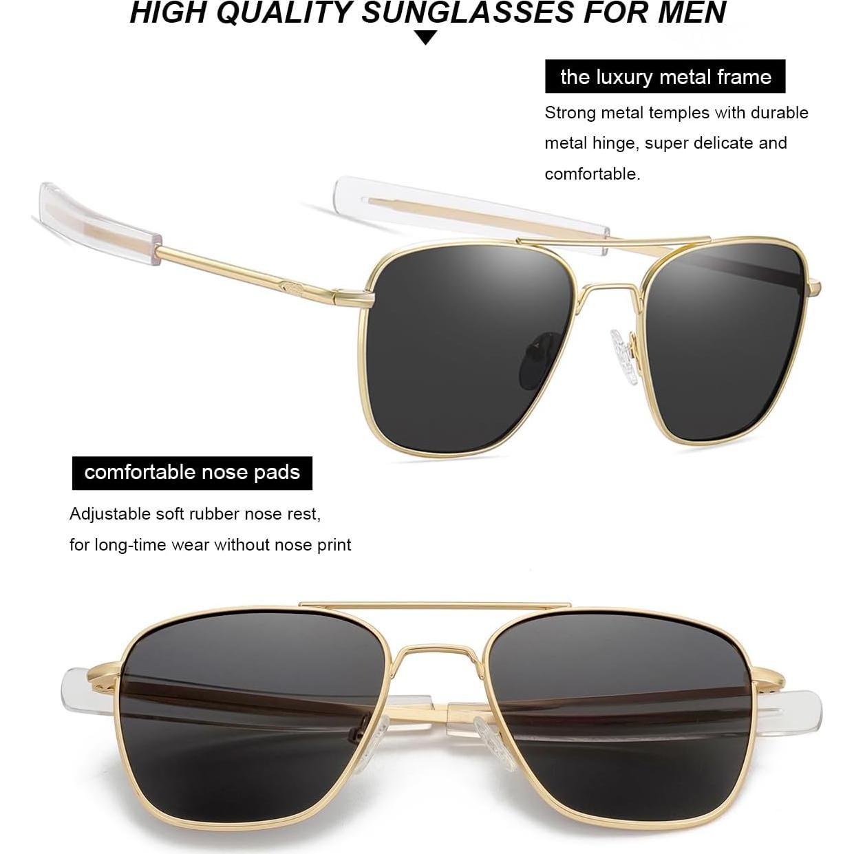 Gleyemor Gafas de Sol Aviador Polarizadas Hombres 55mm