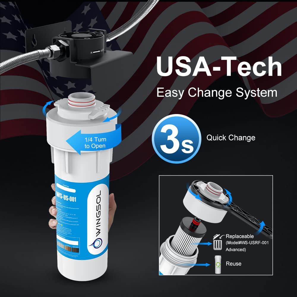 Filtro de Agua Bajo Fregadero WINGSOL 5 en 1, Reduce Plomo y Cloro