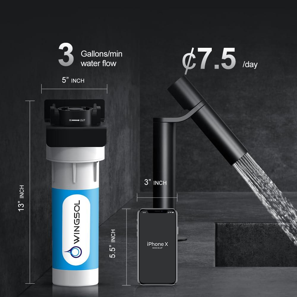 Filtro de Agua Bajo Fregadero WINGSOL 5 en 1, Reduce Plomo y Cloro