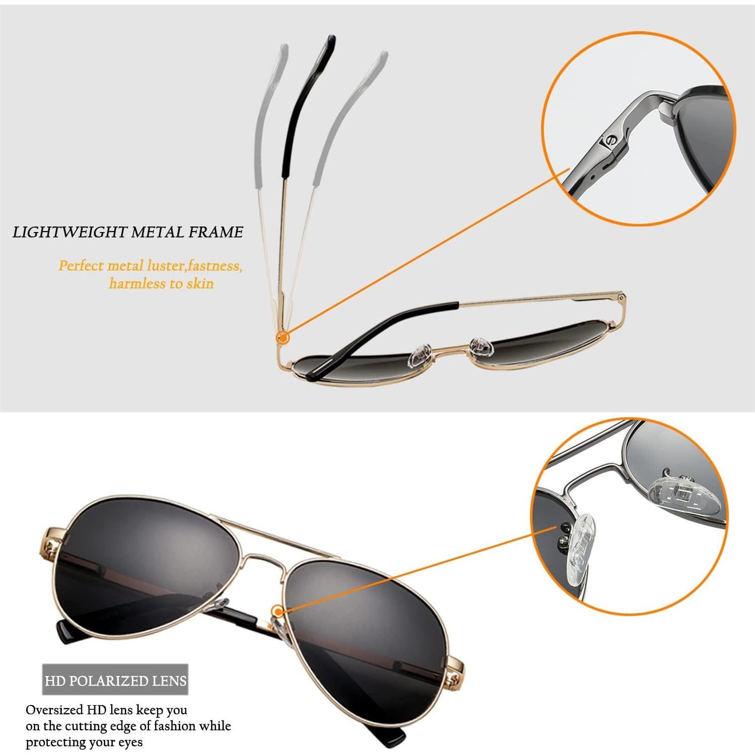 Gafas de sol aviador polarizadas HJSTES 58mm UV 100%