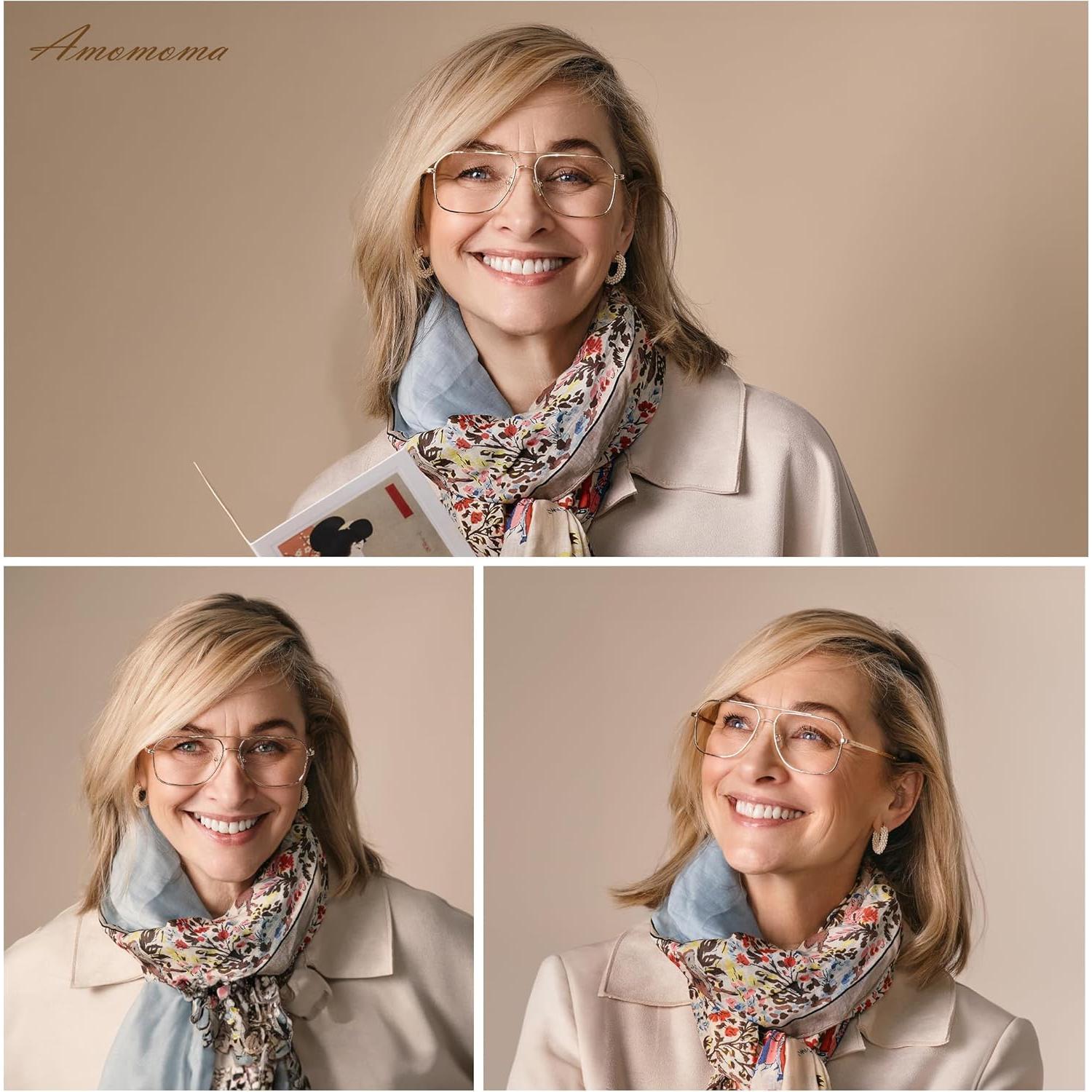 Gafas de Lectura AMOMOMA Retro con Luz Azul 57mm