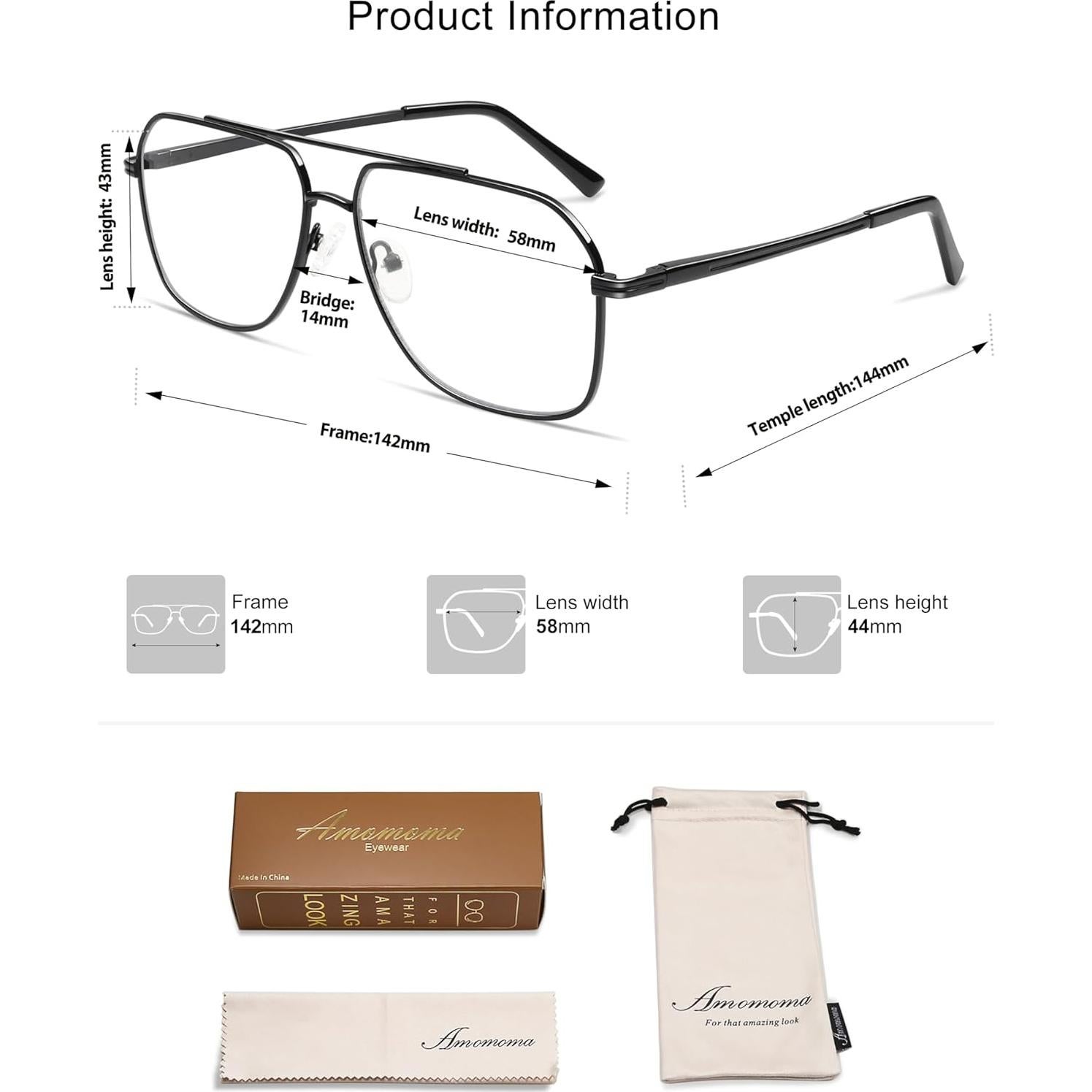 Gafas de Lectura AMOMOMA Retro con Luz Azul 57mm