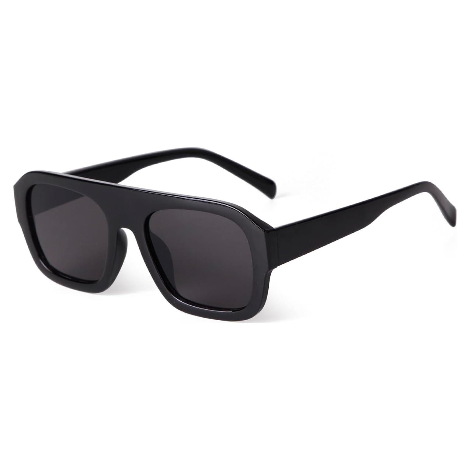 Gafas de sol aviador SDINM unisex con marco grueso negro