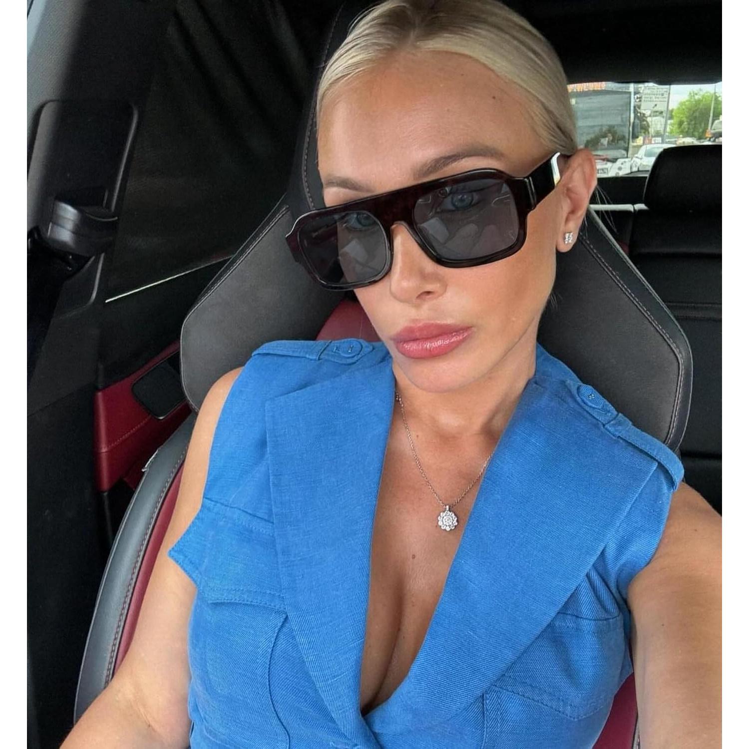 Gafas de sol aviador SDINM unisex con marco grueso negro