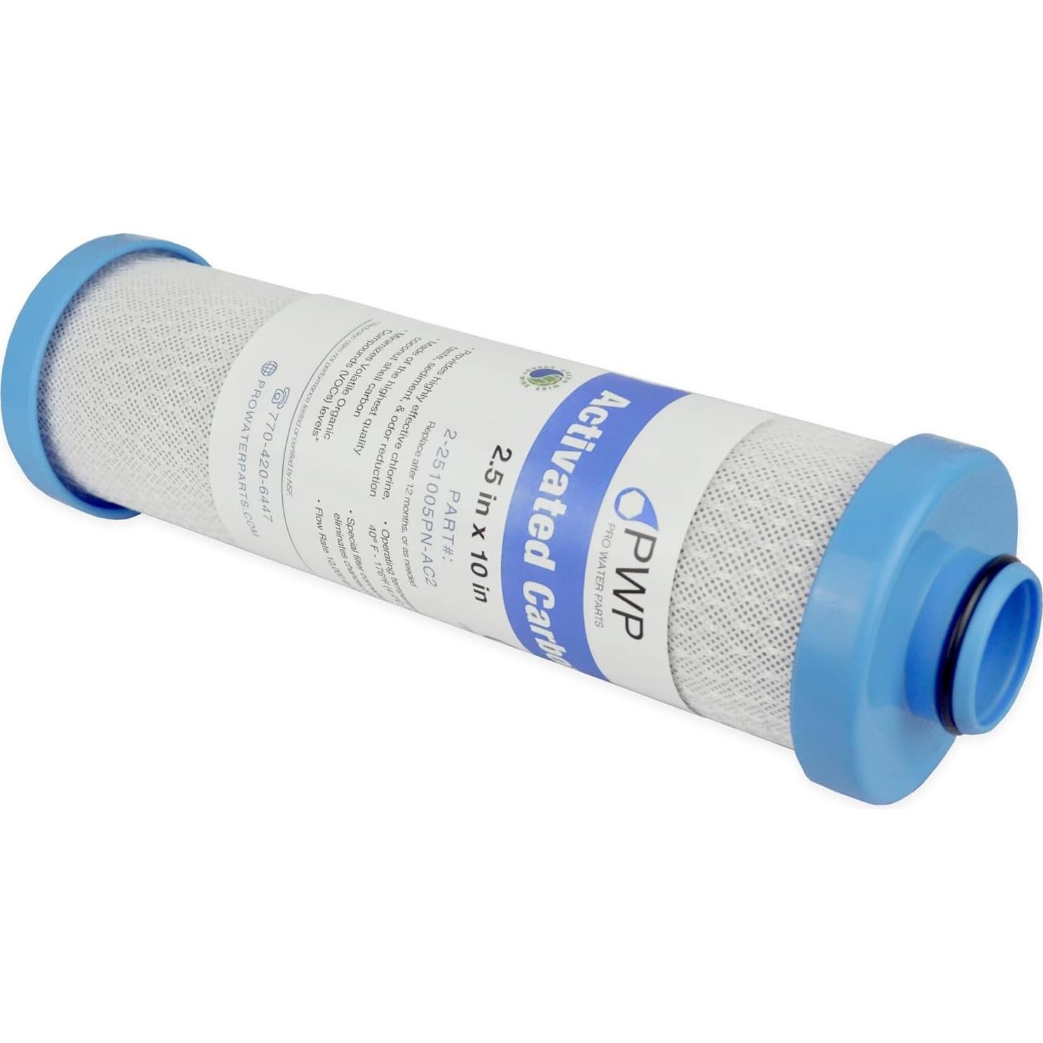 Cartucho de Carbón Activado Pro Water Parts 2.5 x 10 cm