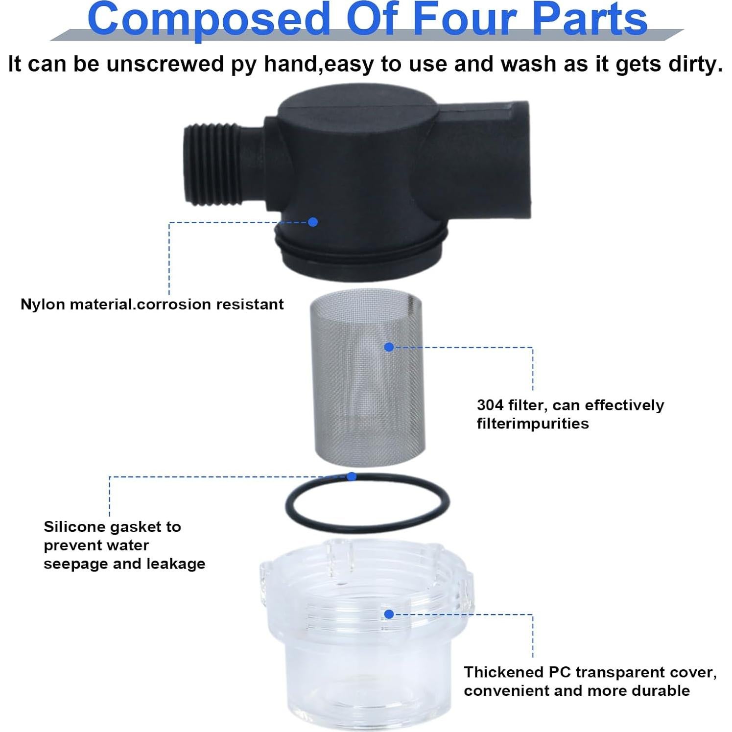 Filtro de Bomba de Agua EINDER 1/2" NPSM Estrangulador 2-Pack