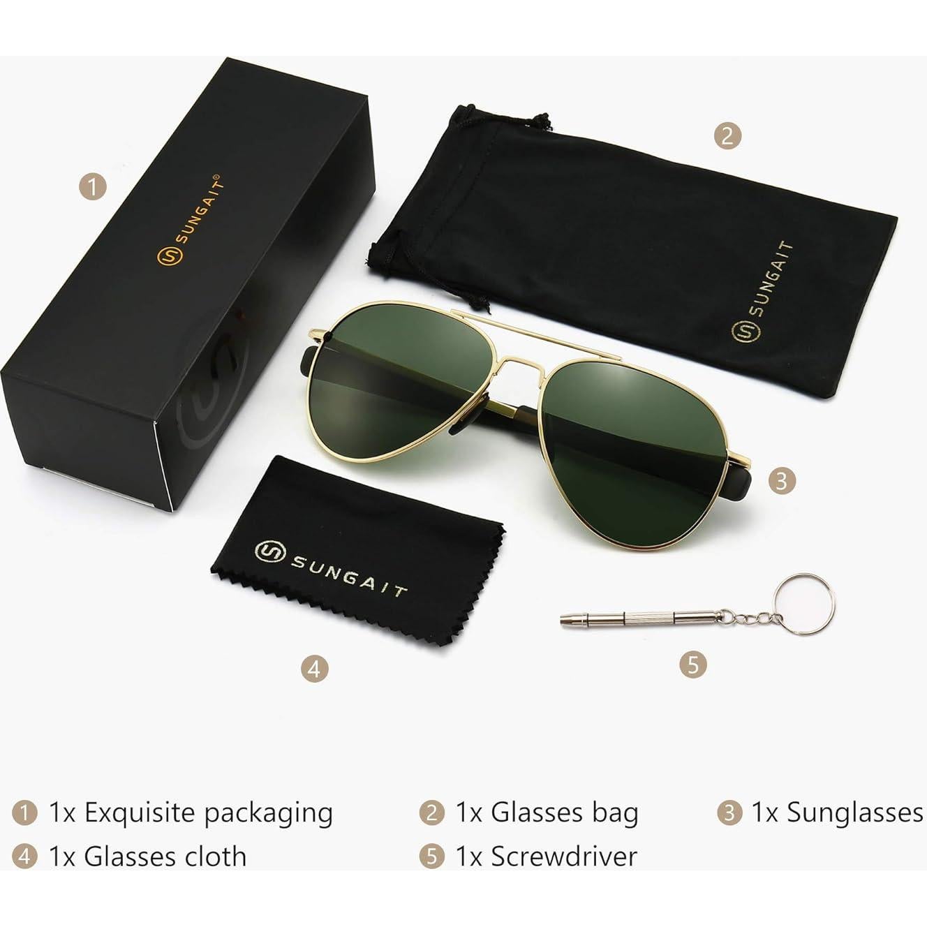 Gafas de sol SUNGAIT Aviador para hombres UV400 polarizadas