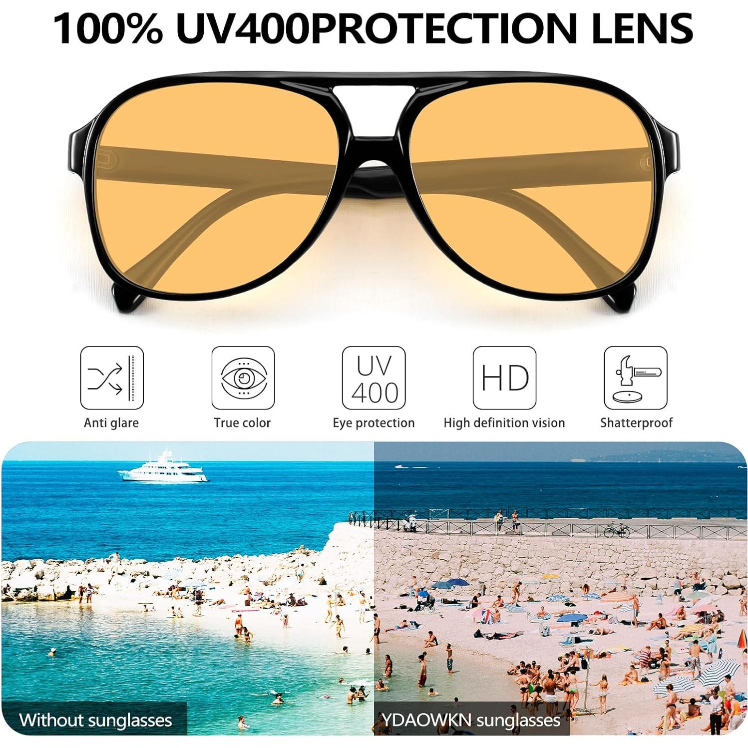 Gafas de Sol YDAOWKN Retro Aviador UV400 60mm 2pack