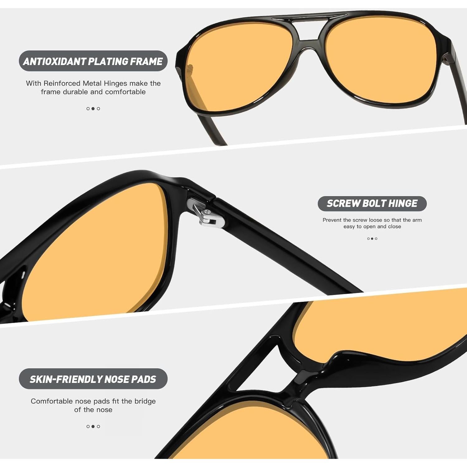 Gafas de Sol YDAOWKN Retro Aviador UV400 60mm 2pack