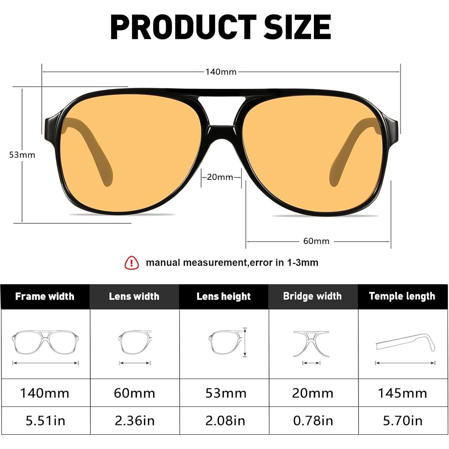 Gafas de Sol YDAOWKN Retro Aviador UV400 60mm 2pack