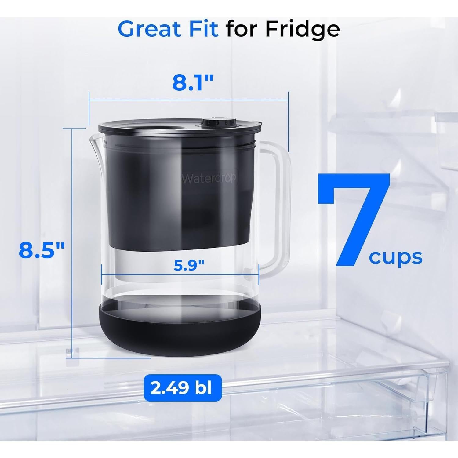 Jarra de Filtro de Agua de Vidrio Waterdrop 7 Tazas Ecológica