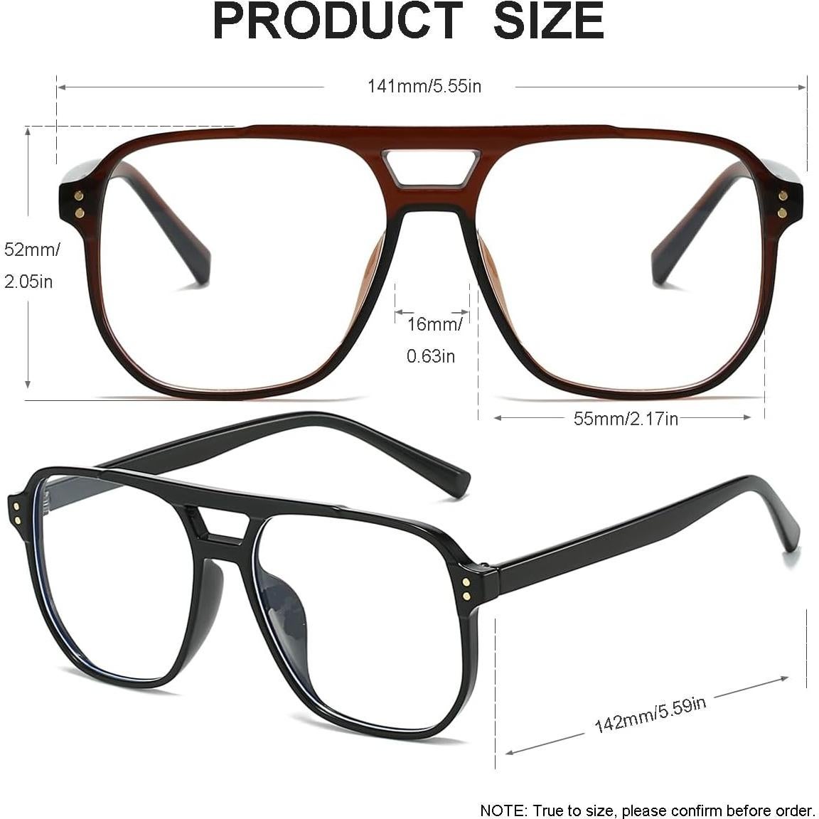 Gafas de bloqueo luz azul JOVAKIT unisex aviador marrón