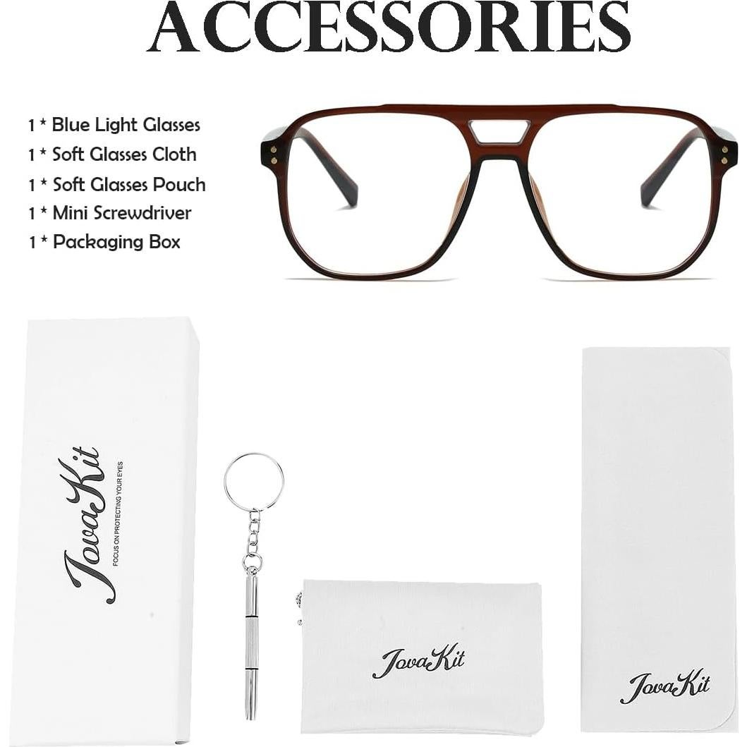 Gafas de bloqueo luz azul JOVAKIT unisex aviador marrón