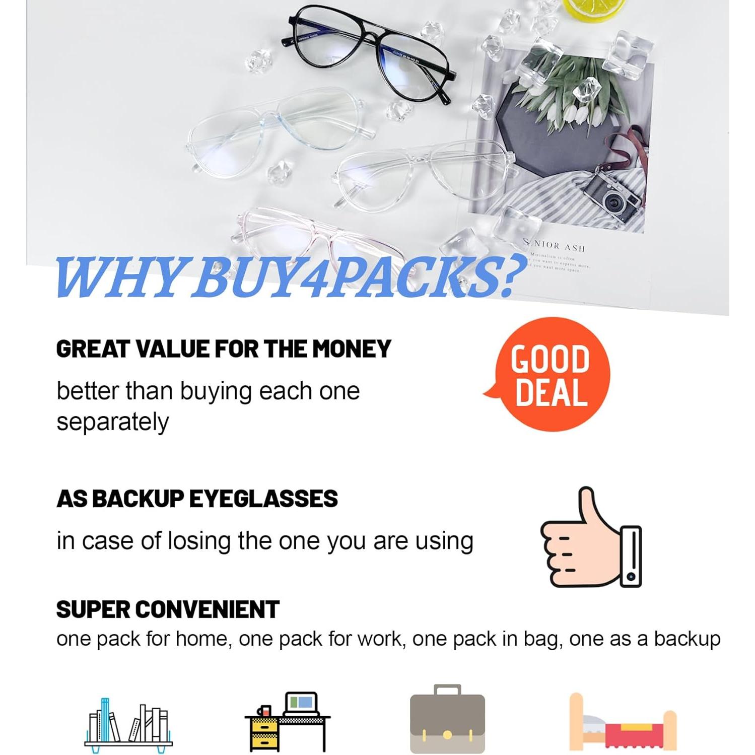 Gafas bloqueadoras de luz azul WEMOOTANTS aviador 4 paquetes