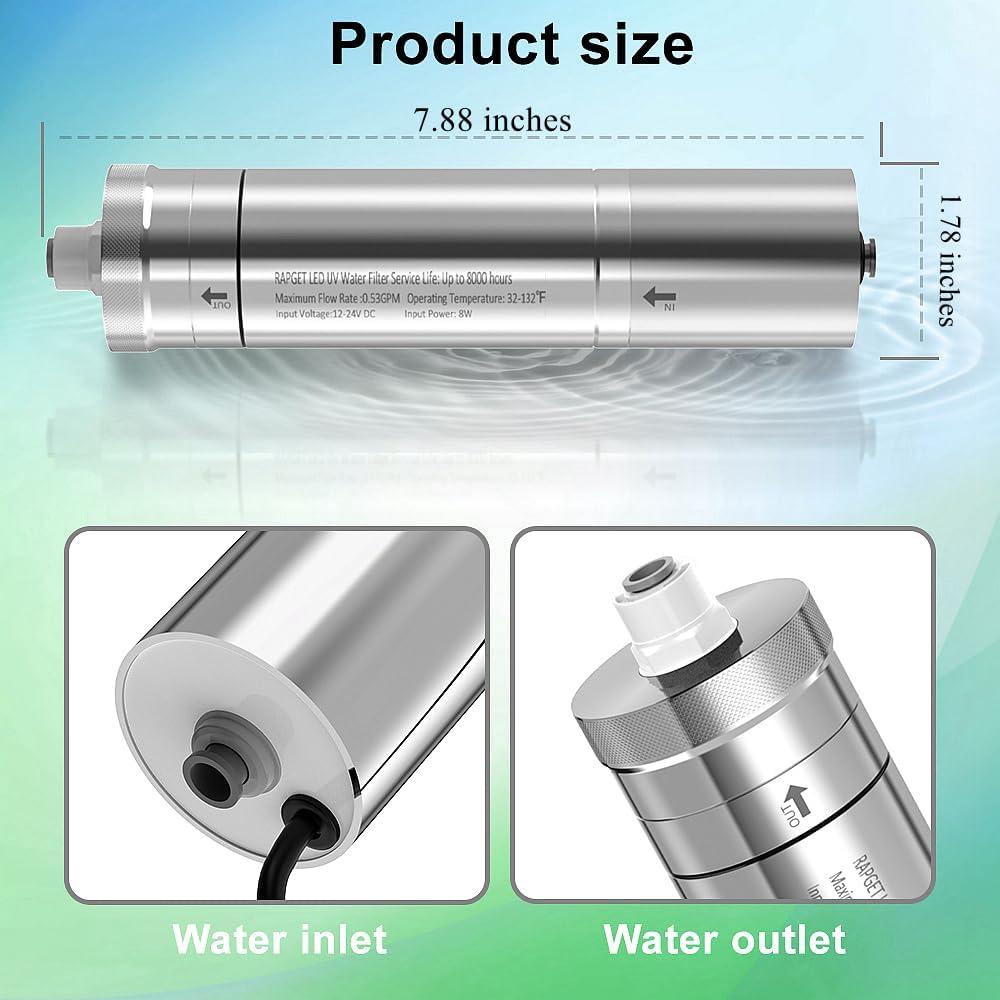 Filtro de Agua UV LED RAPGET para Ósmosis Inversa - Acero Inoxidable
