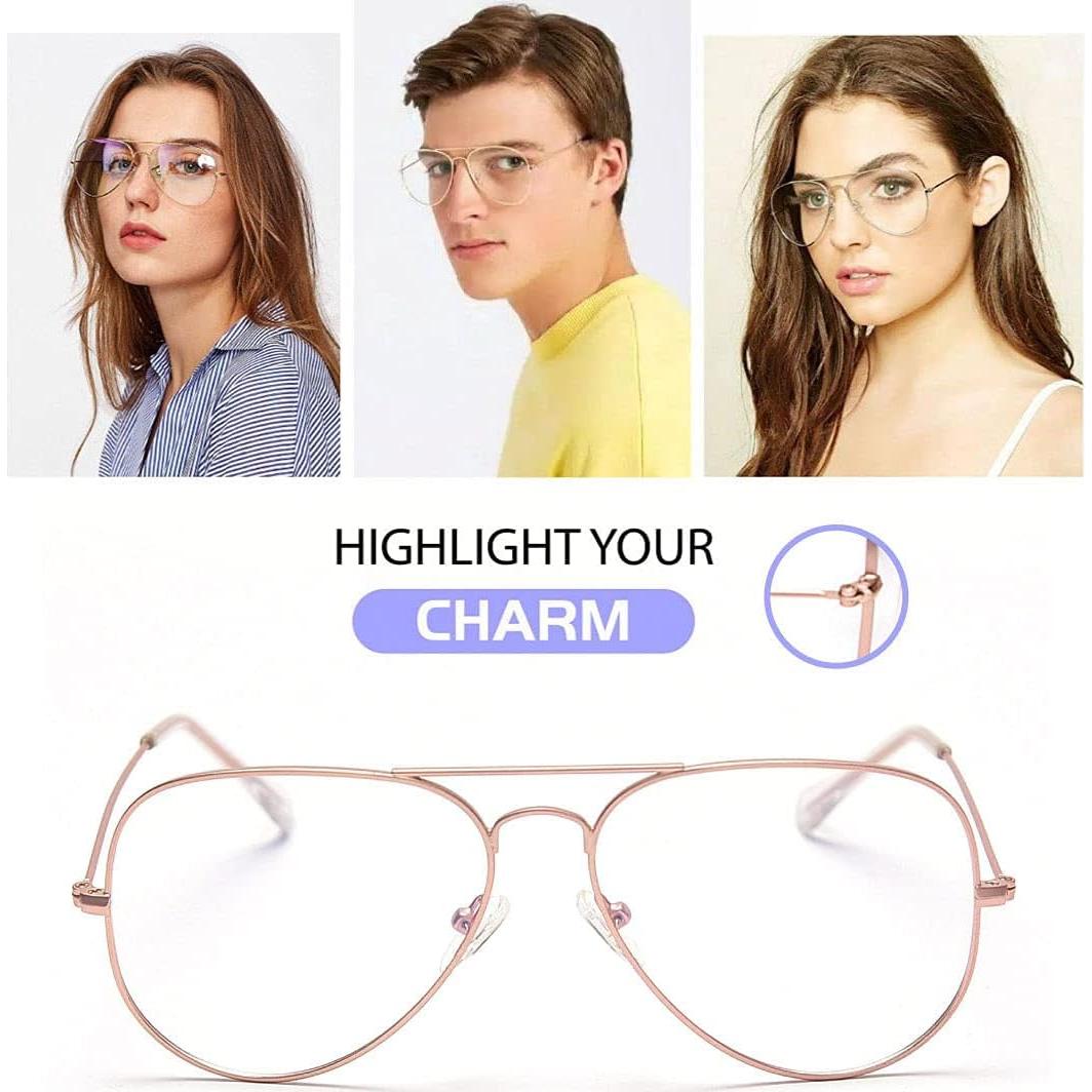 Gafas de Aviador Dollger 3026 Oro Rosa Lentes Claras