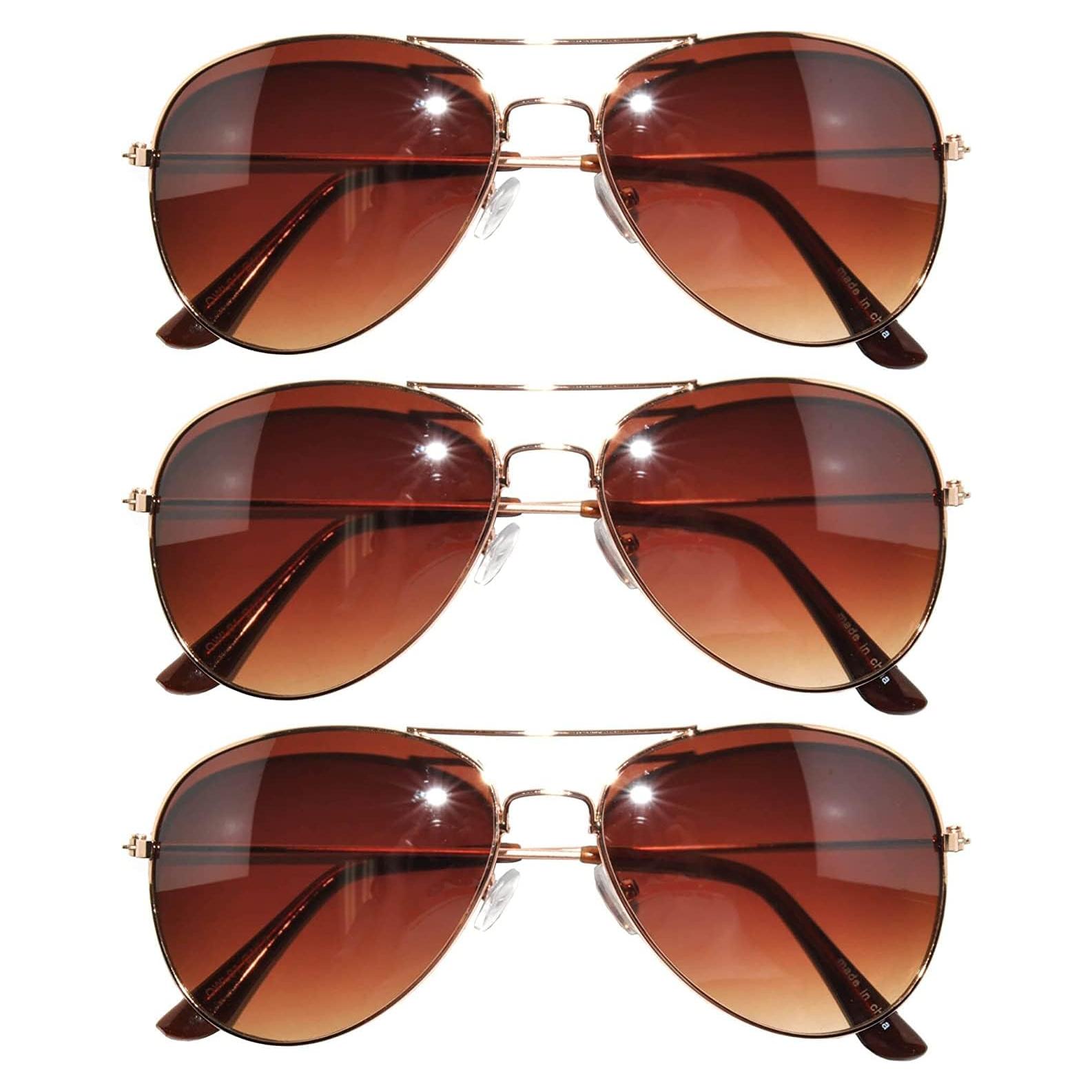 3 Pares Gafas de Sol Aviador OWL Lente Ámbar UV 50mm
