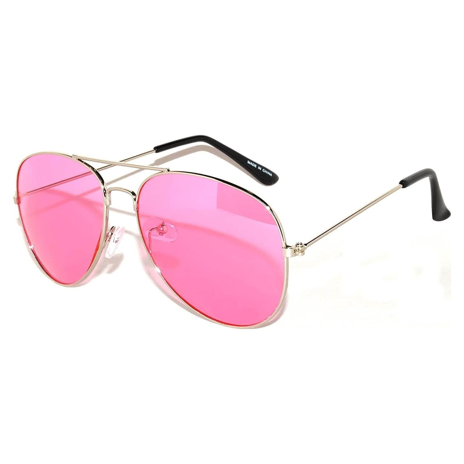 Gafas de sol aviador metalizadas con lentes rosas UV