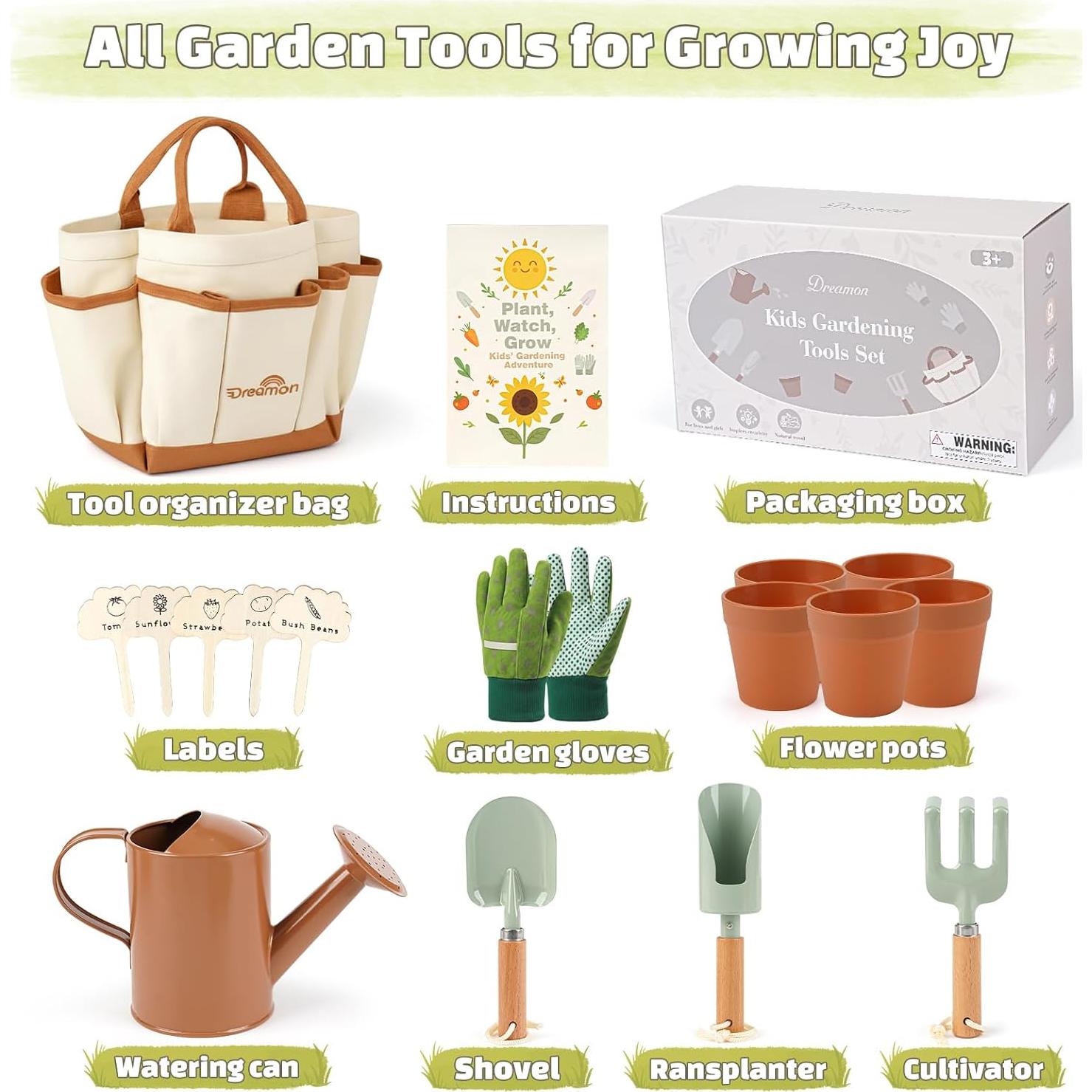 Juego de Jardinería para Niños Dreamon con Bolsa y Herramientas