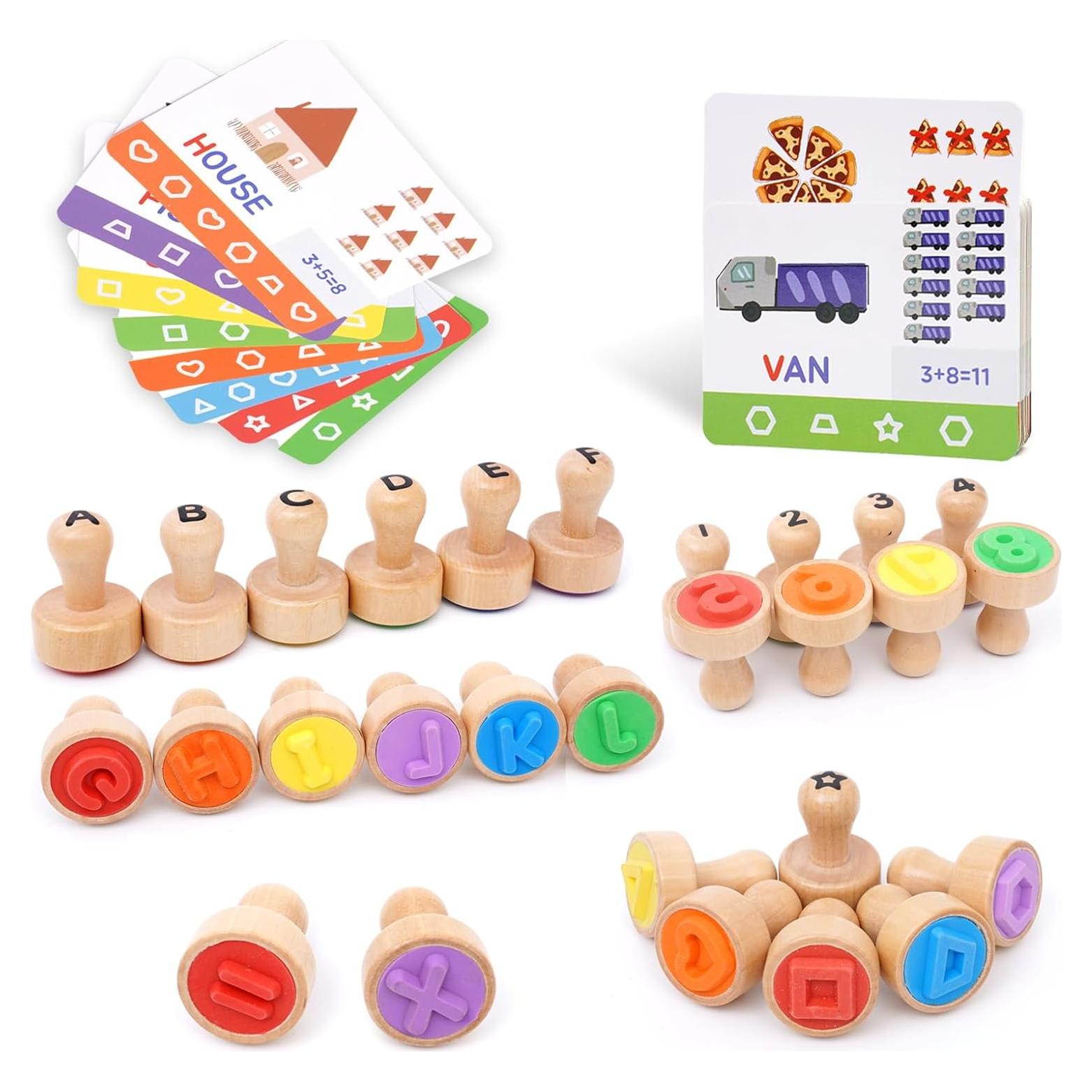 Set de Sellos de Letras y Números de Madera Bababuarmney