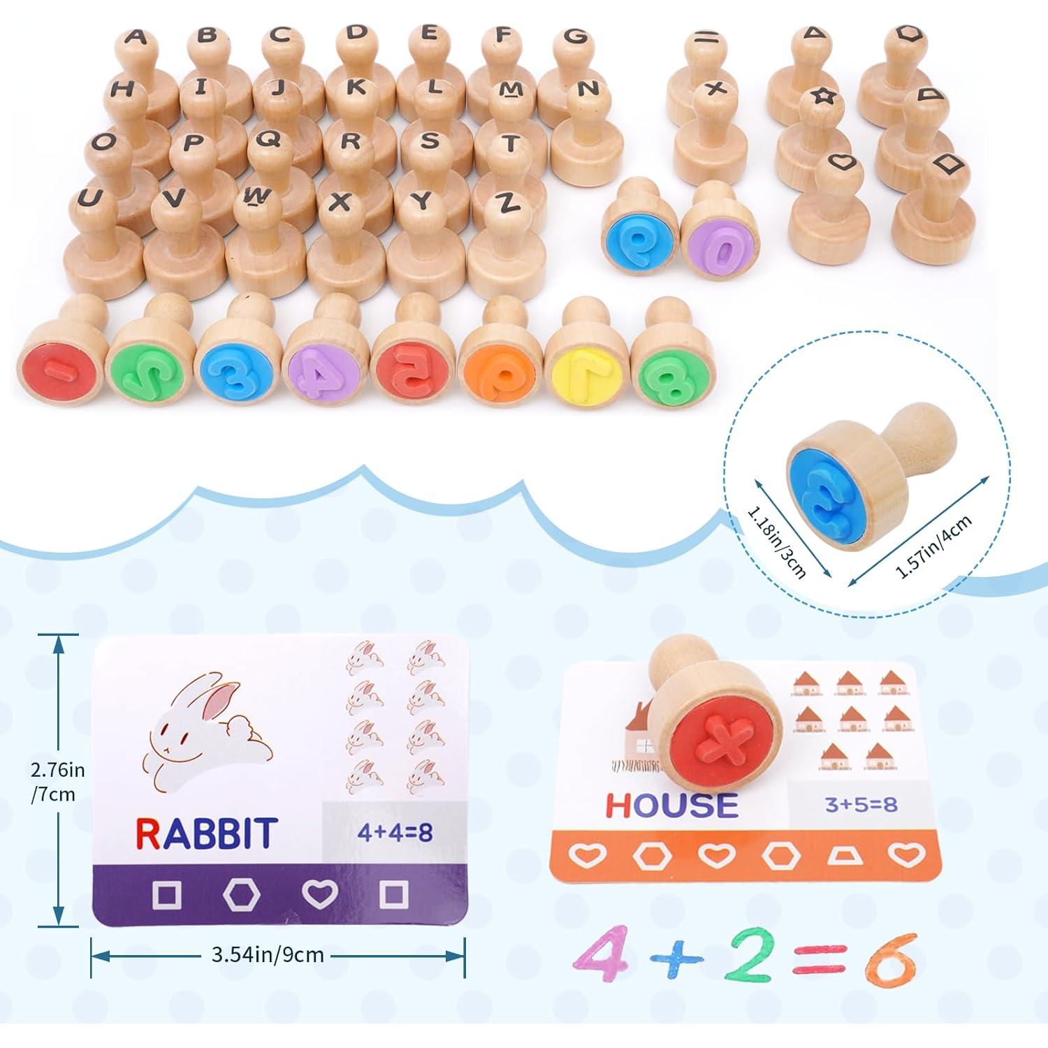 Set de Sellos de Letras y Números de Madera Bababuarmney