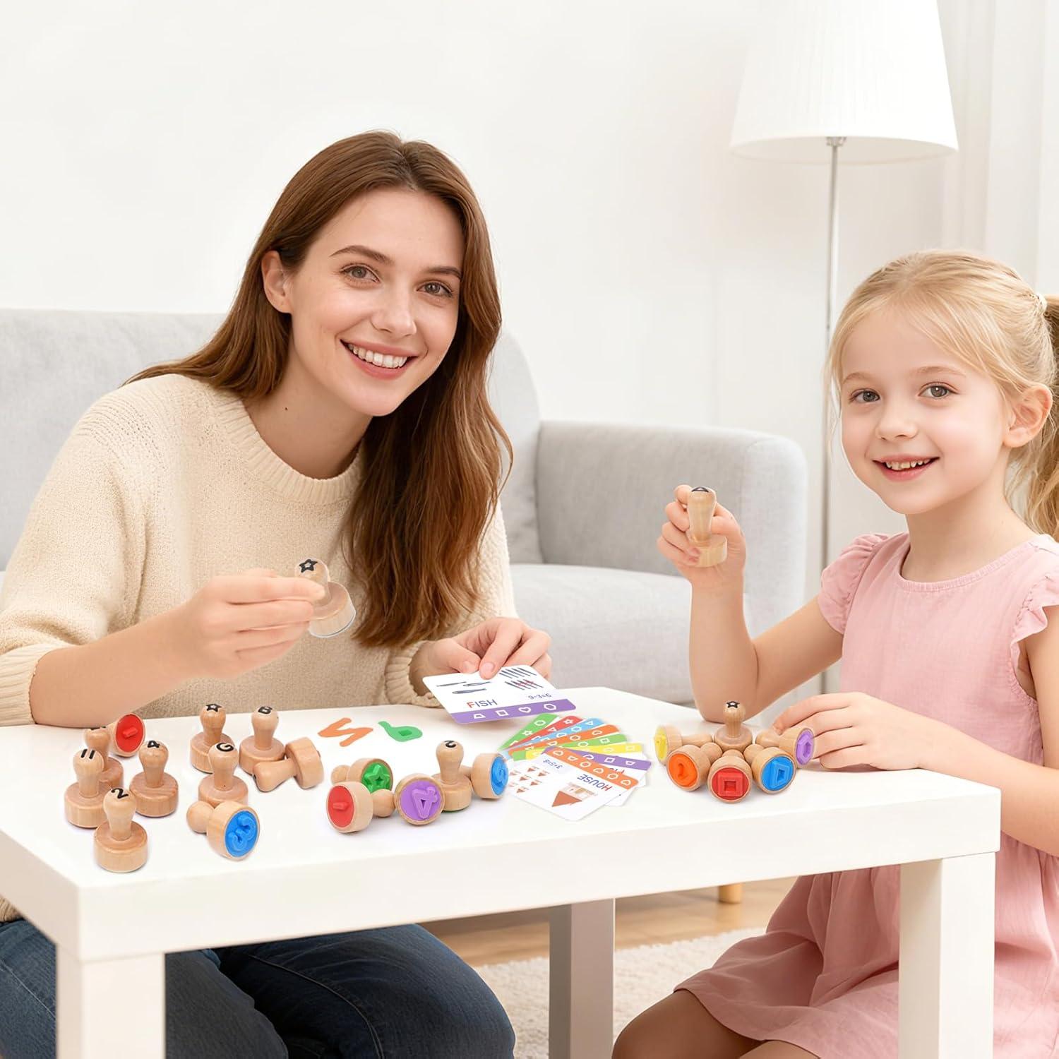 Set de Sellos de Letras y Números de Madera Bababuarmney