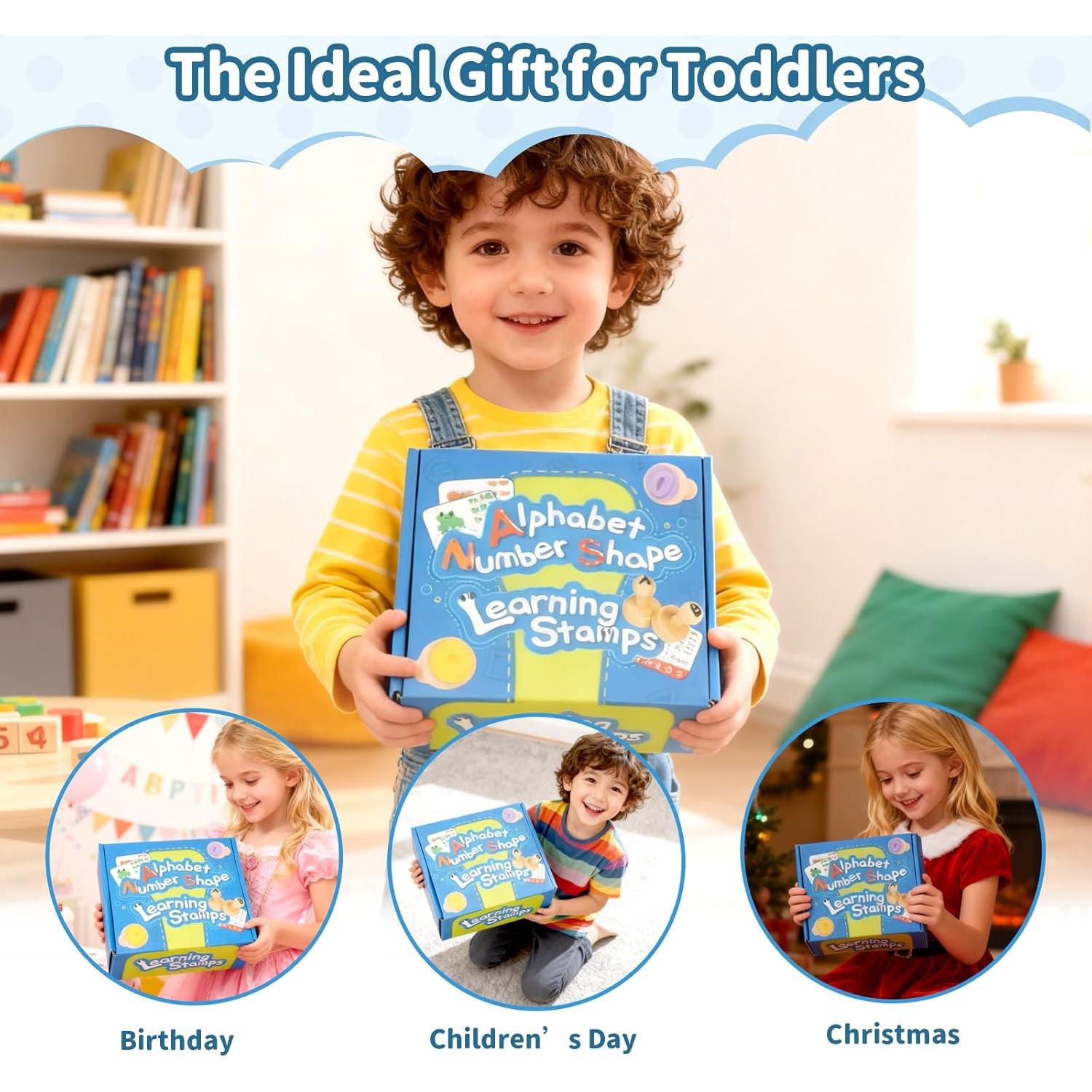 Set de Sellos de Letras y Números de Madera Bababuarmney