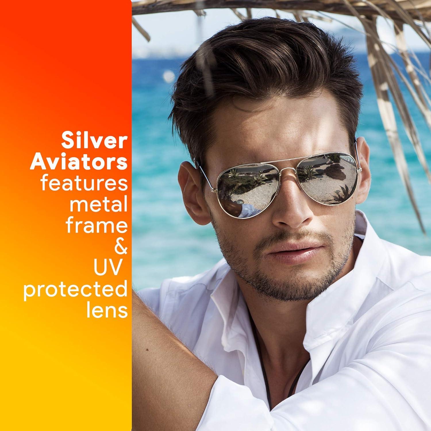 Gafas de sol aviador plateadas Skeleteen UV400 unisex