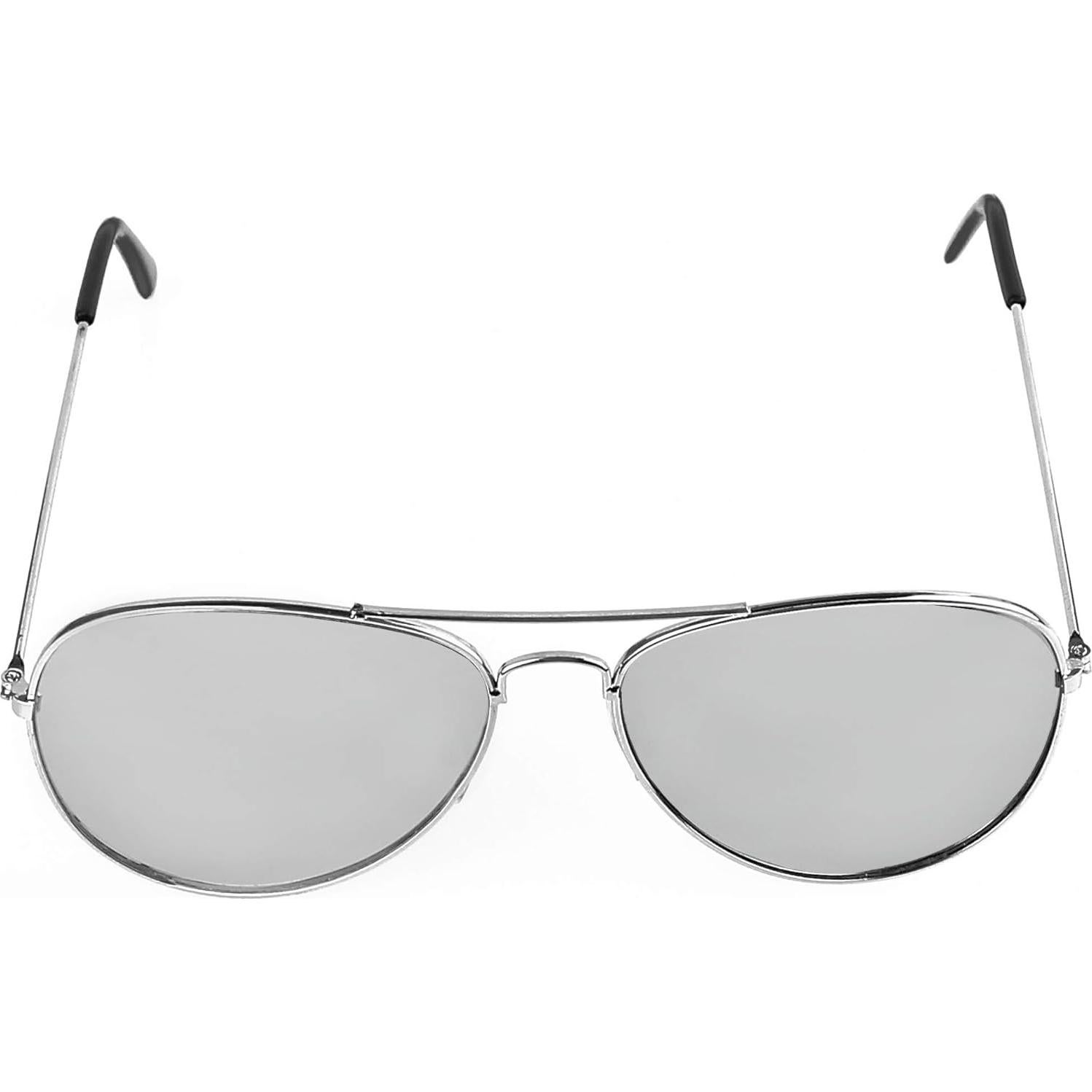 Gafas de sol aviador plateadas Skeleteen UV400 unisex