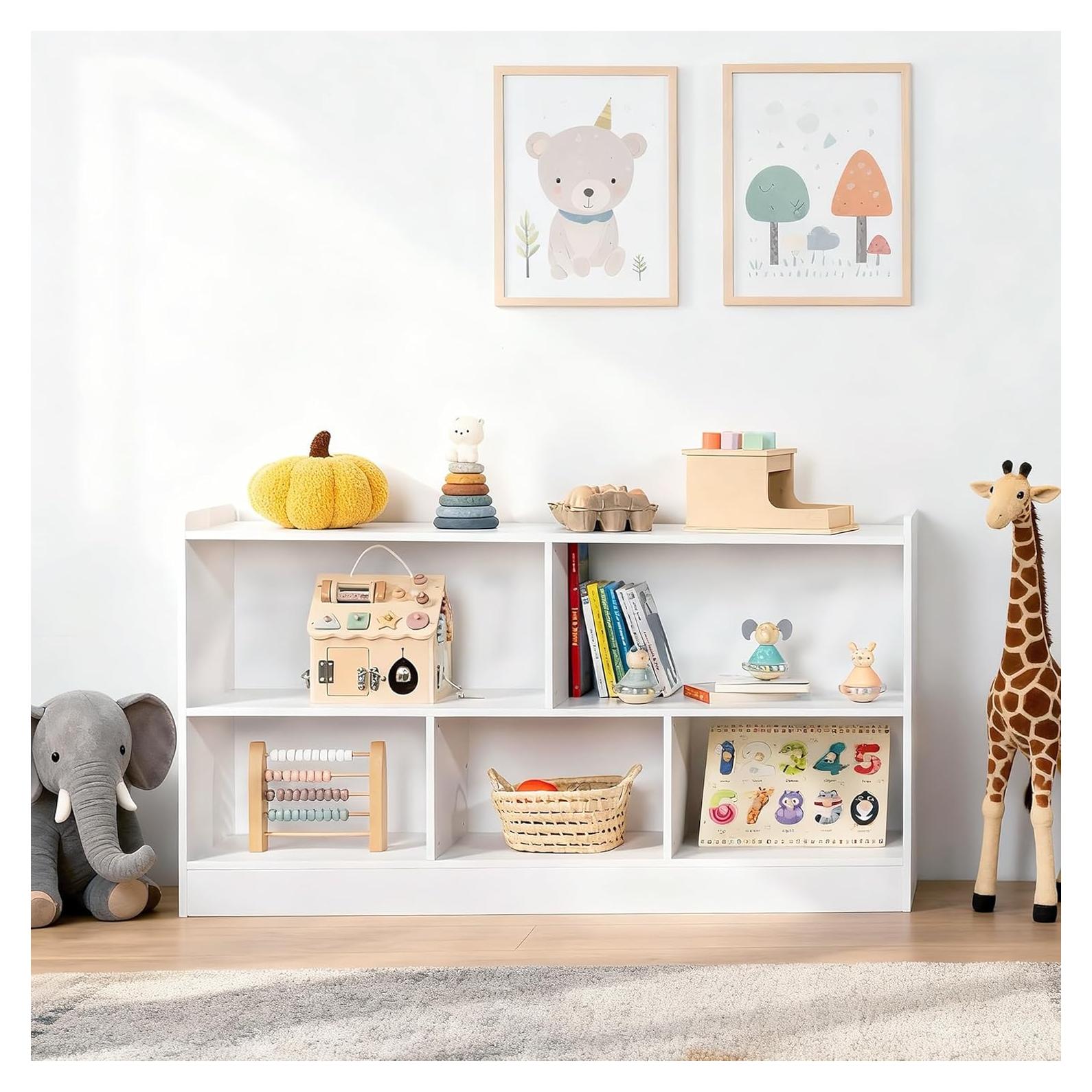 Estante de Juguetes de Madera Montessori Blanco 5 Secciones