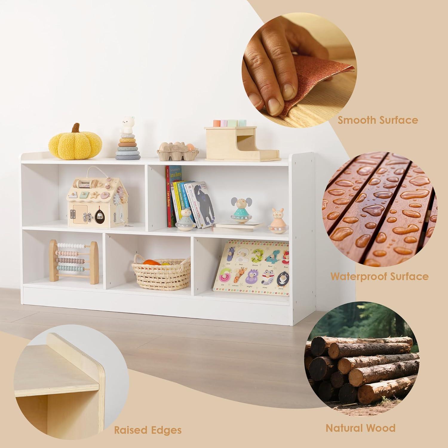 Estante de Juguetes de Madera Montessori Blanco 5 Secciones