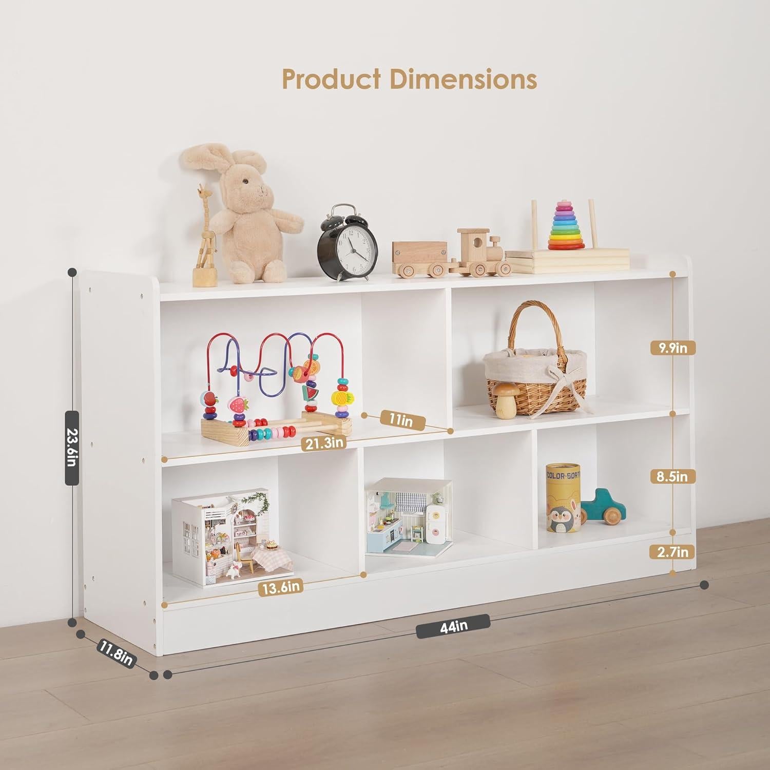 Estante de Juguetes de Madera Montessori Blanco 5 Secciones