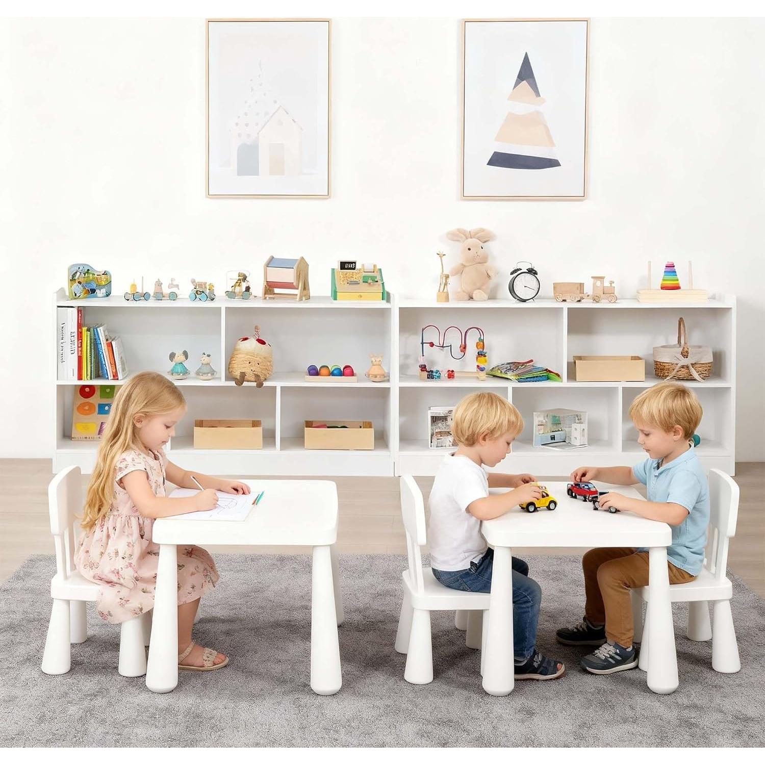 Estante de Juguetes de Madera Montessori Blanco 5 Secciones