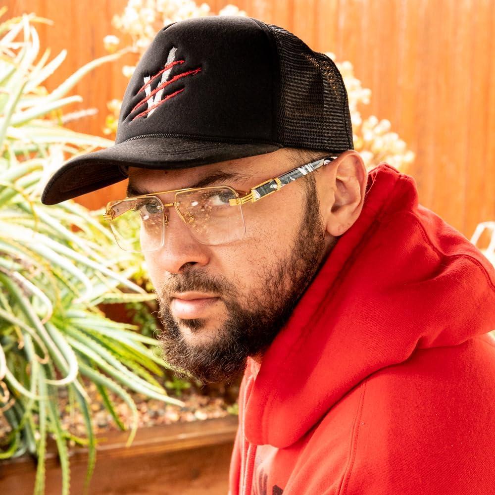 Gafas de sol sin montura doradas unisex estilo años 90