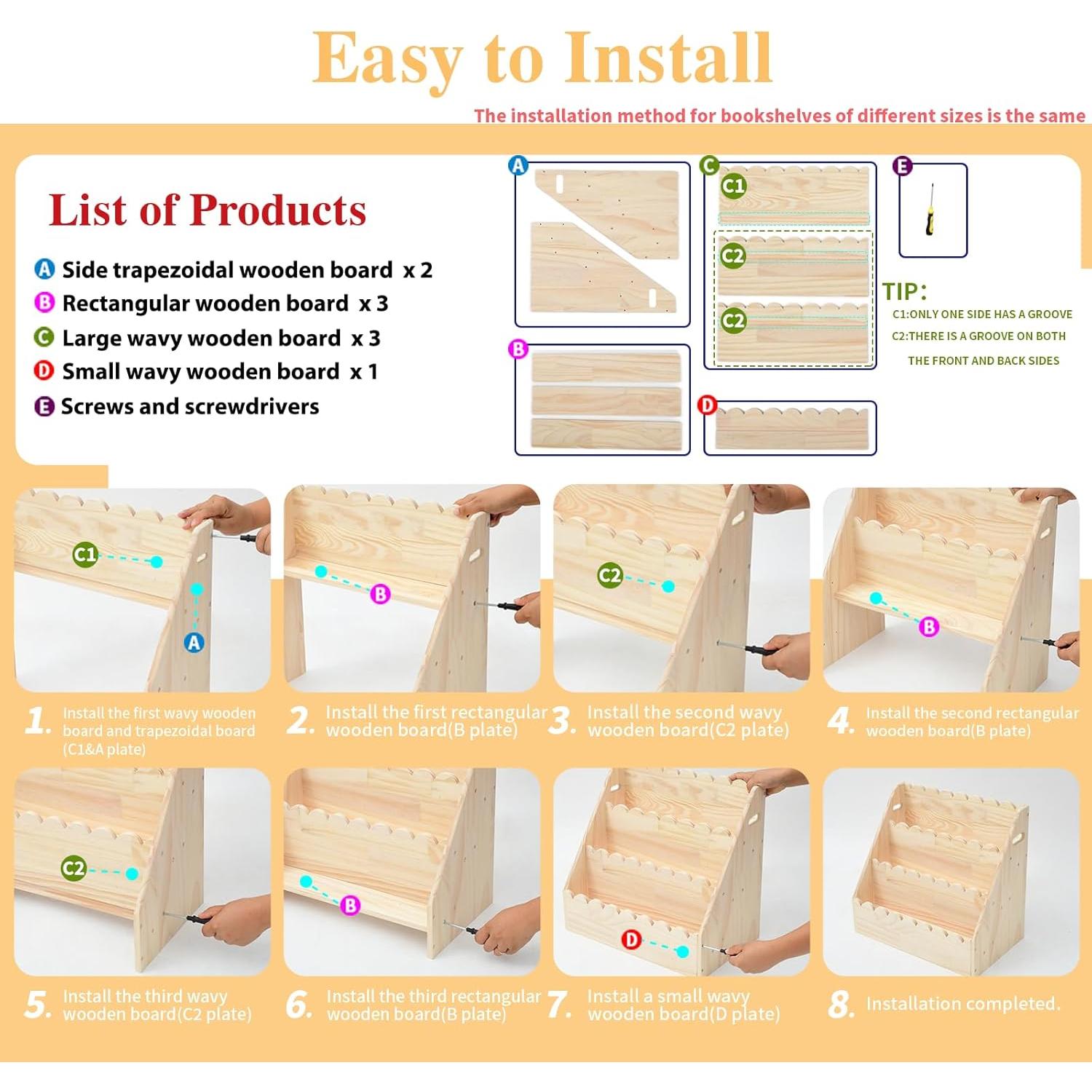 Estantería Infantil OCMML SJ de Madera 3 Niveles 42 cm