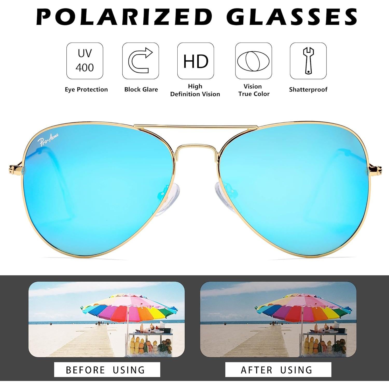 Gafas de Sol Pro Acme Classic Aviador UV400 58mm Unisex