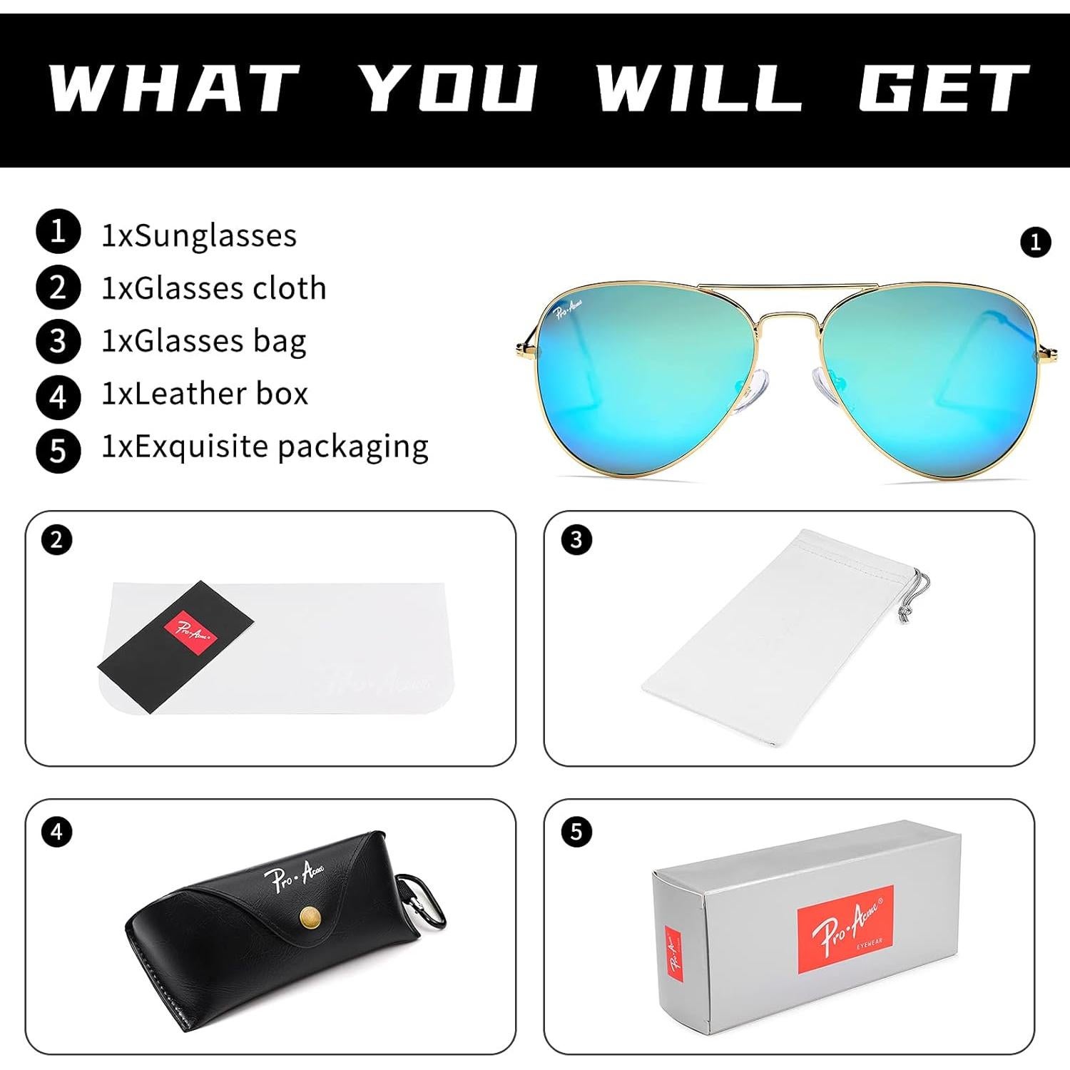 Gafas de Sol Pro Acme Classic Aviador UV400 58mm Unisex