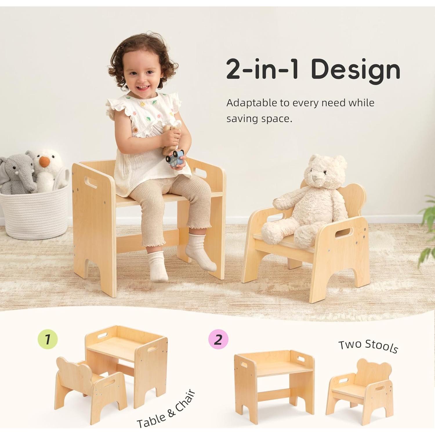 Conjunto Mesa y Silla Montessori OOOK Madera 1-3 Años