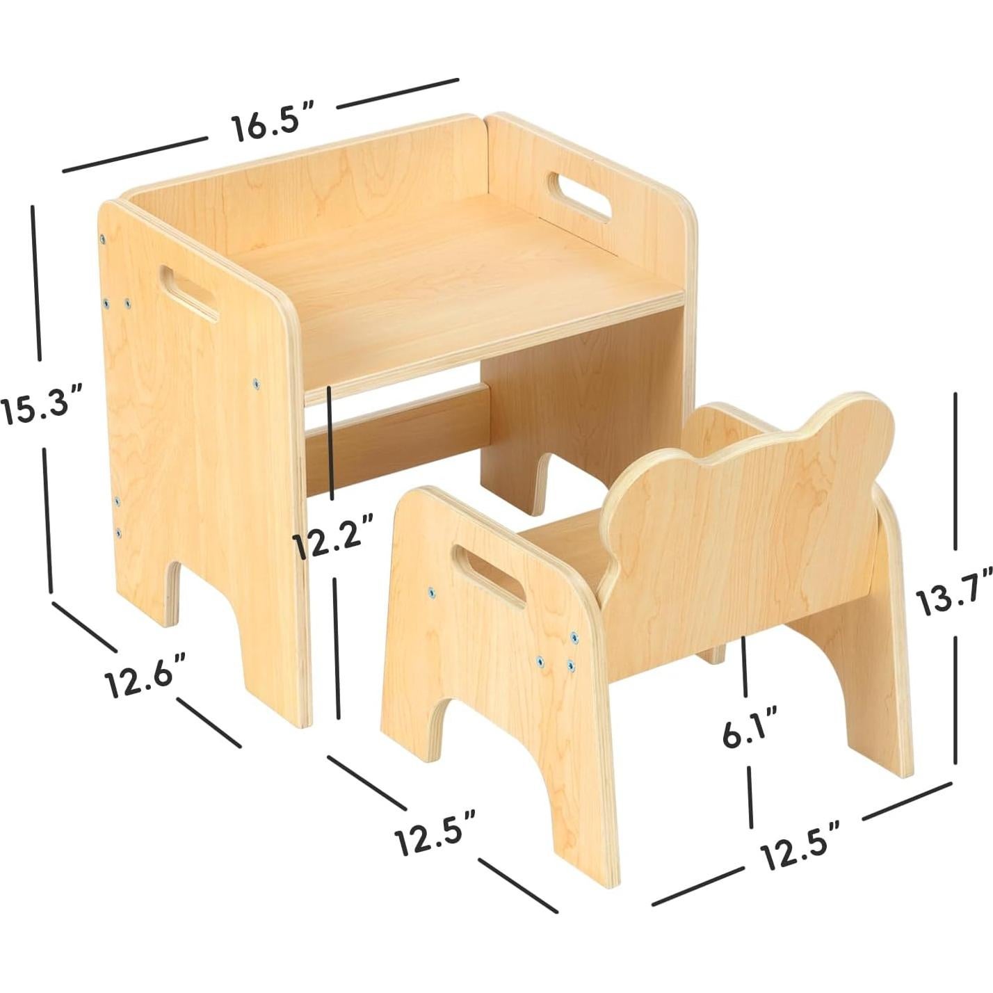 Conjunto Mesa y Silla Montessori OOOK Madera 1-3 Años