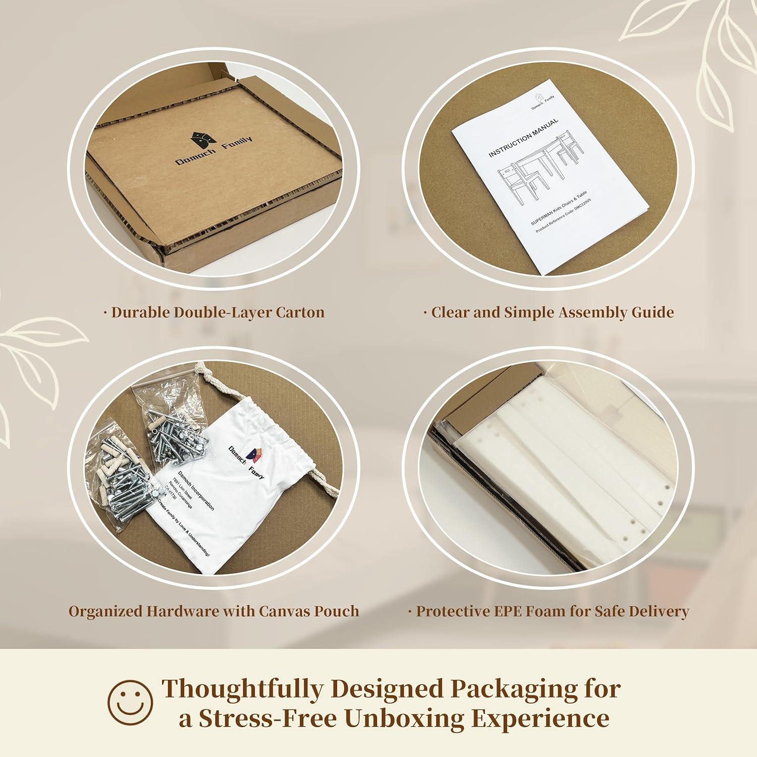 Conjunto Mesa y Sillas de Madera Damoch para Niños - Montessori