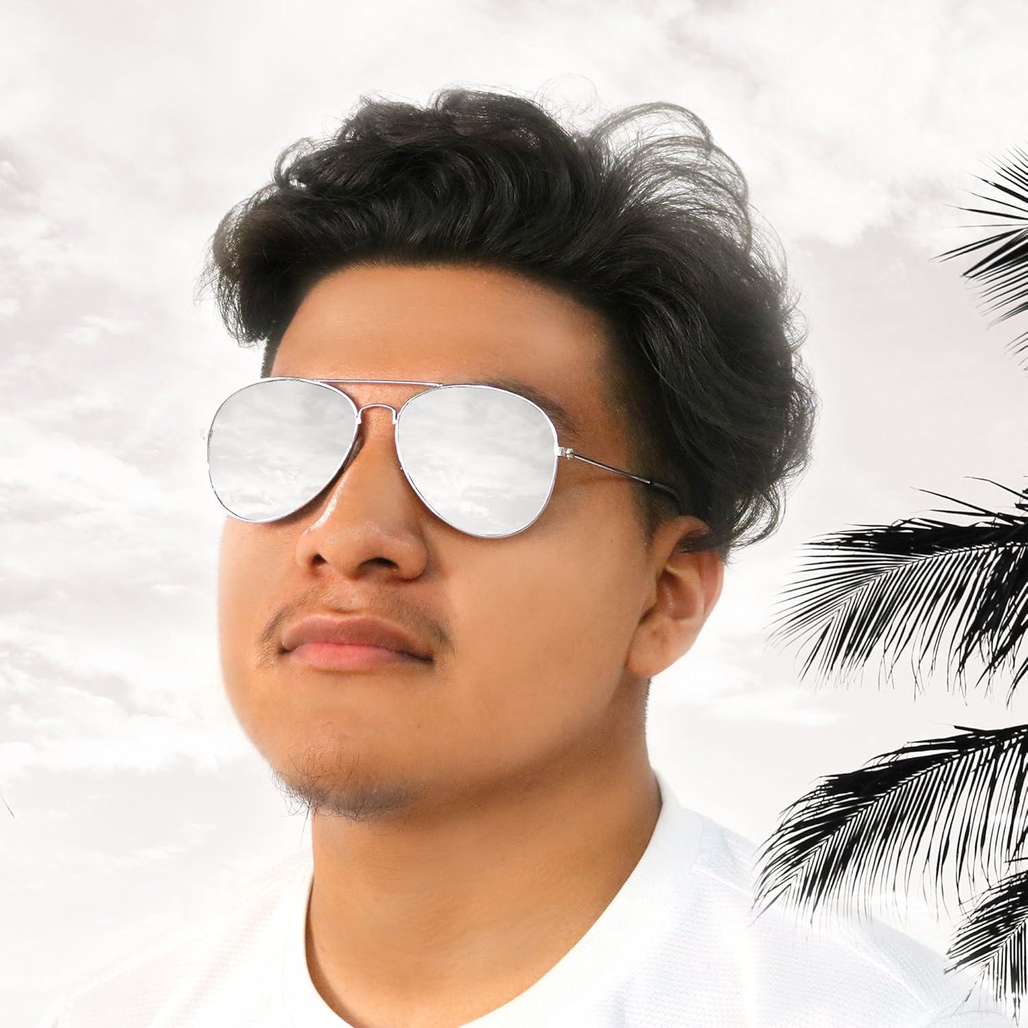 Gafas de sol aviador Big Mo's Toys con espejo plateado