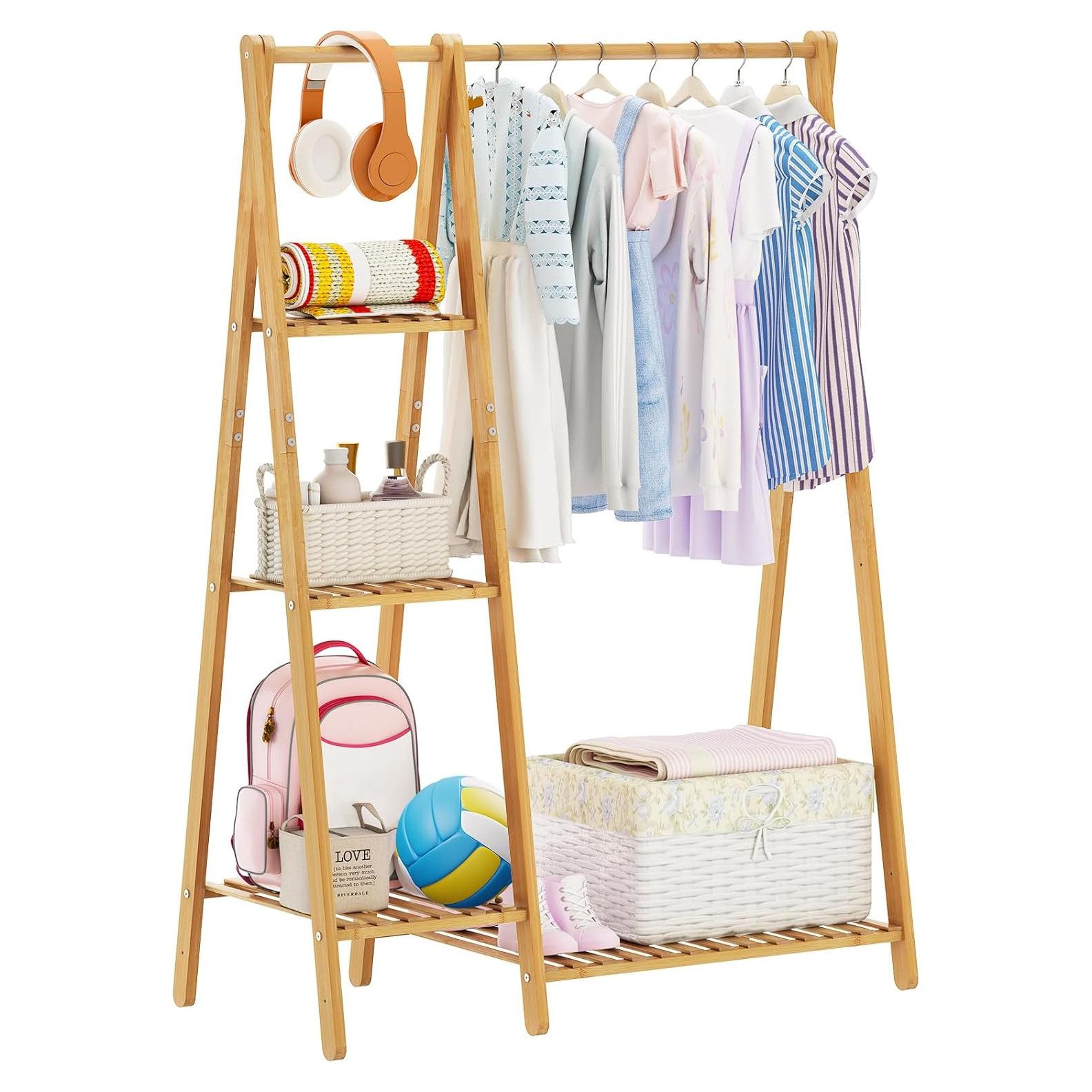 Perchero de Bambú COOGOU 4 Capas para Ropa de Niños