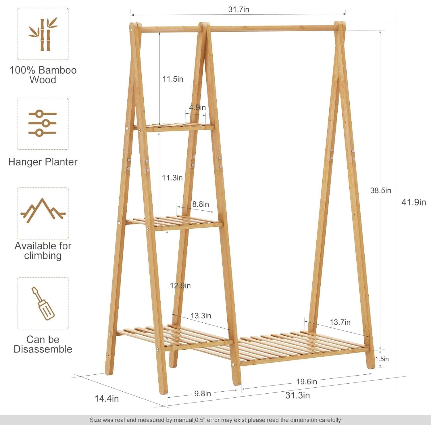 Perchero de Bambú COOGOU 4 Capas para Ropa de Niños